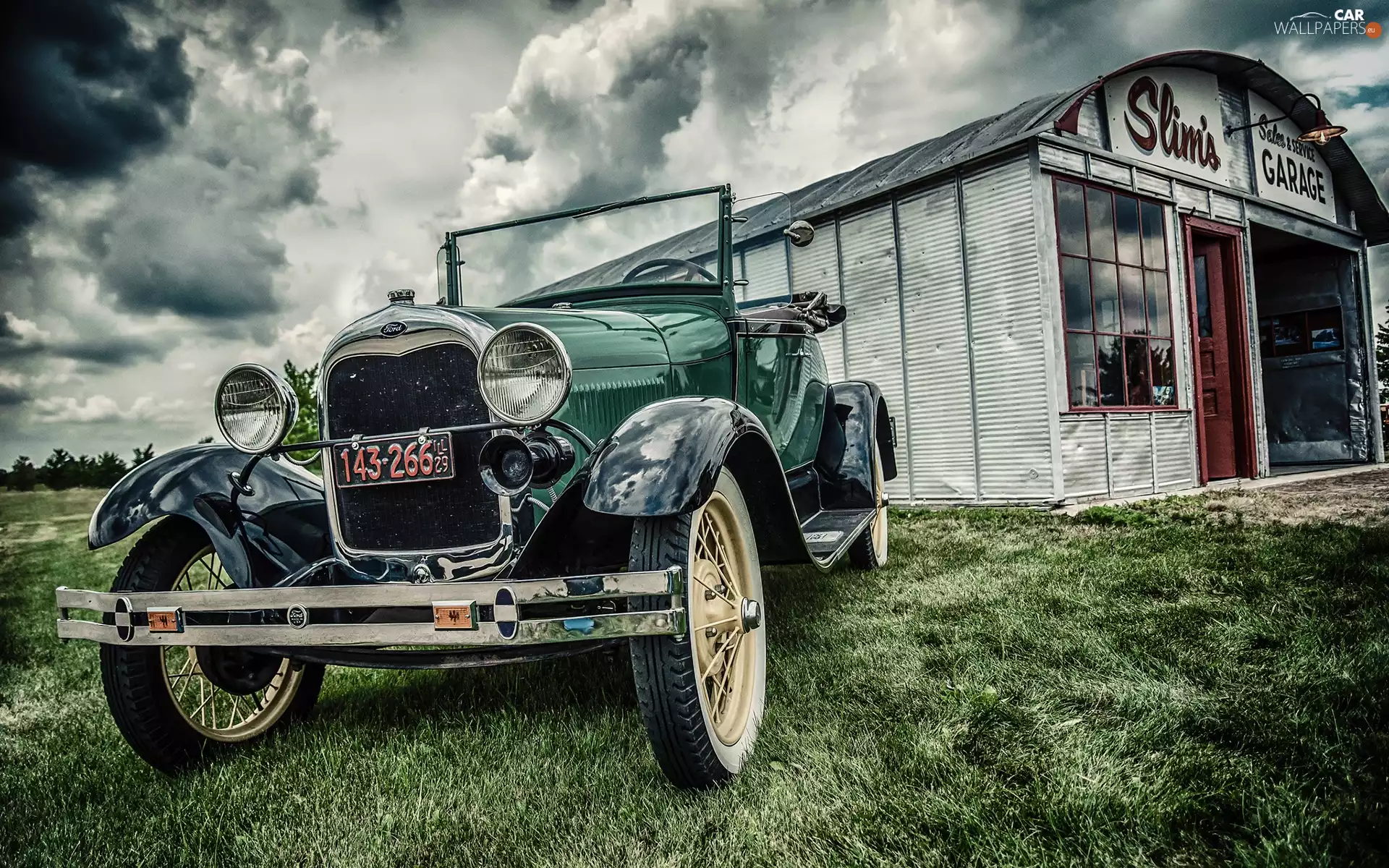 garage, antique, Ford