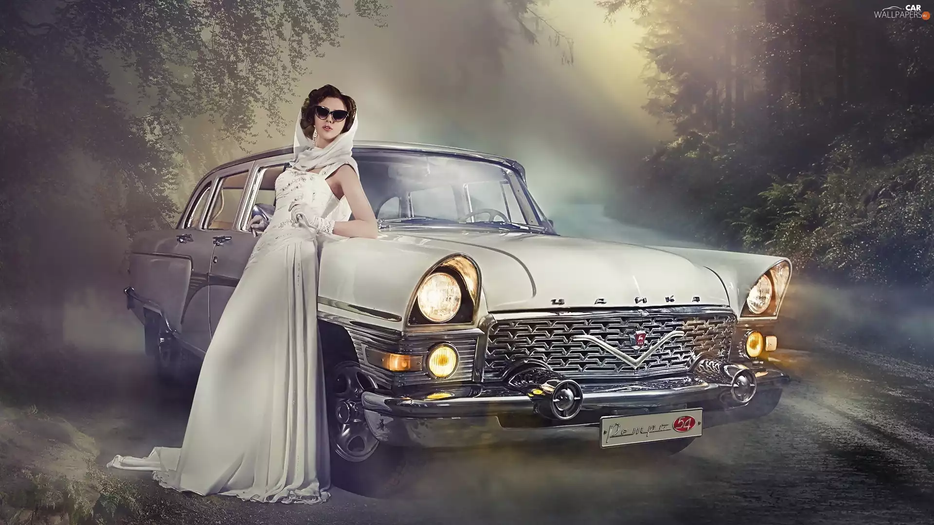 Automobile, Women, Glasses, Gaz-13 Czajka