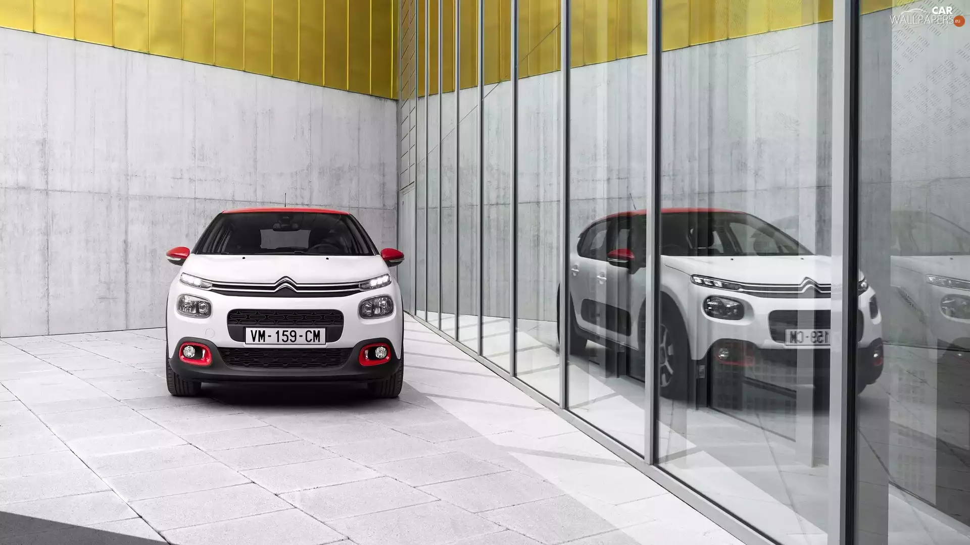 wall, reflection, 2016, Glass, Citroen C3
