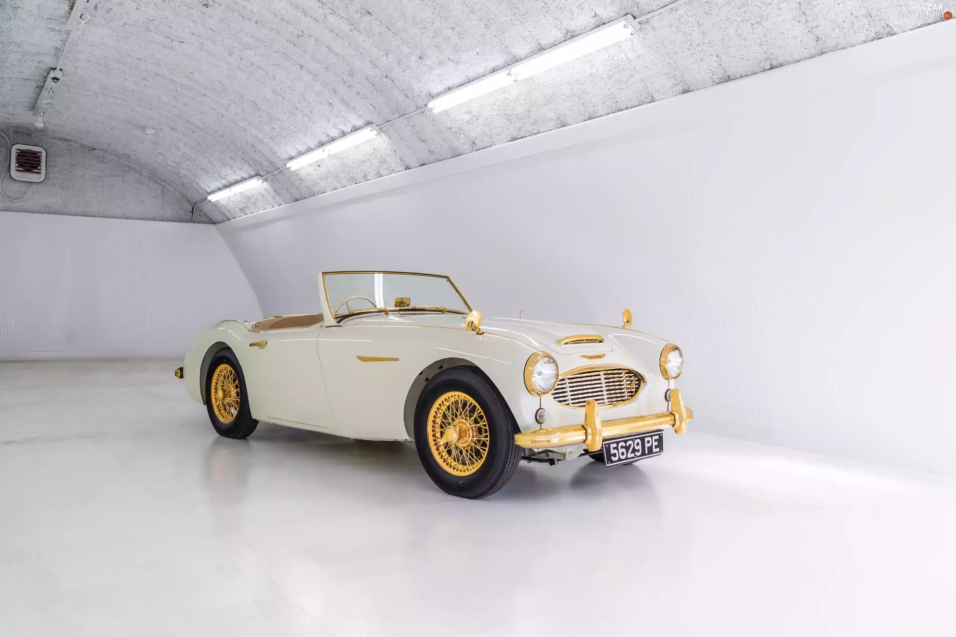 1958, garage, White-gold, Austin Healey, antique