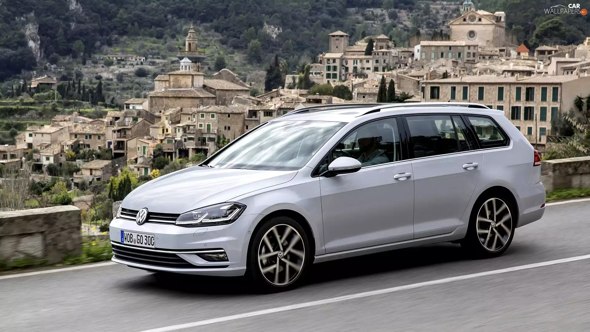 2017, buildings, Volkswagen Golf 7, Variant, silver