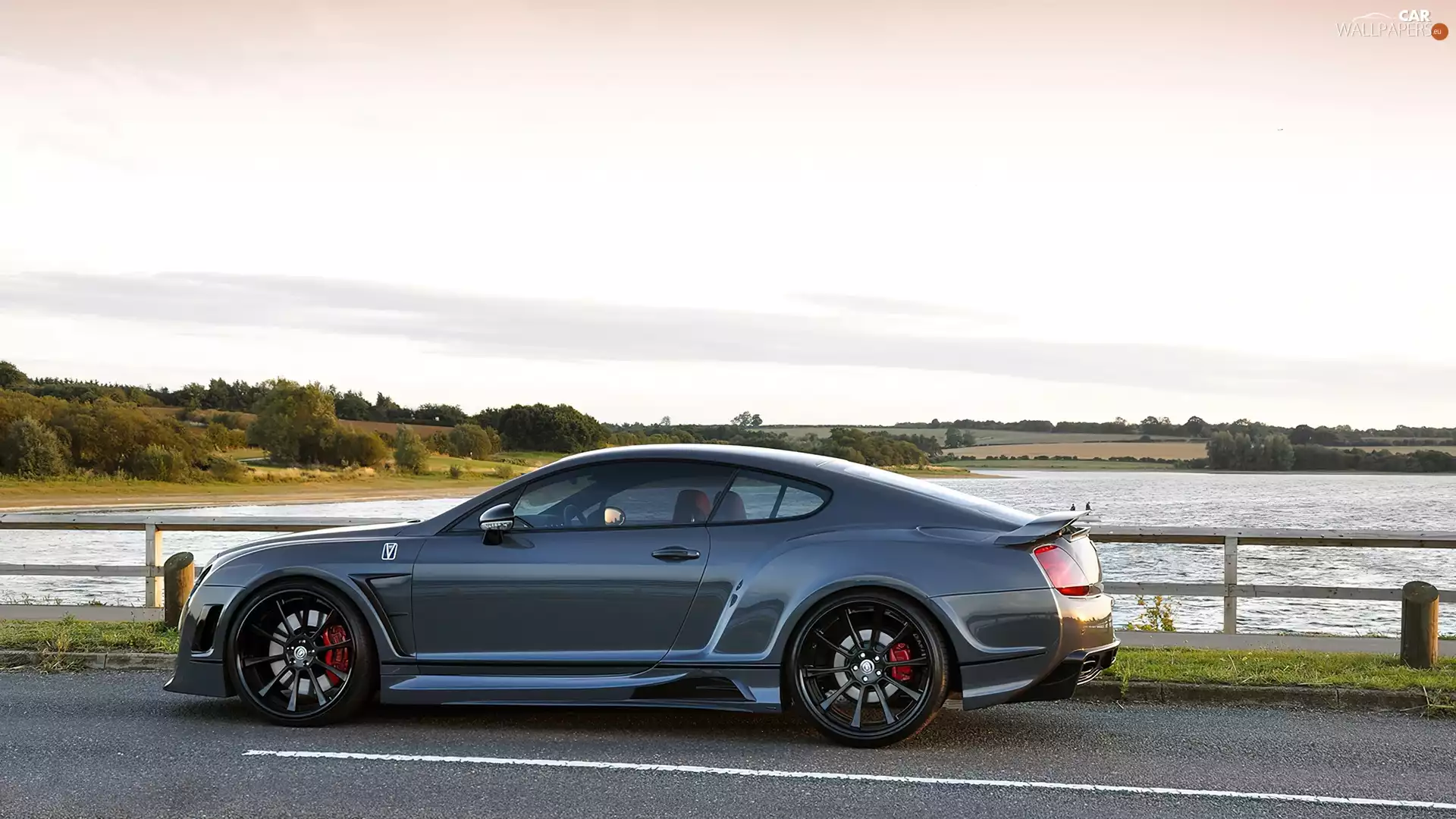 fence, Way, Bentley GT, TUNING, Automobile, lake