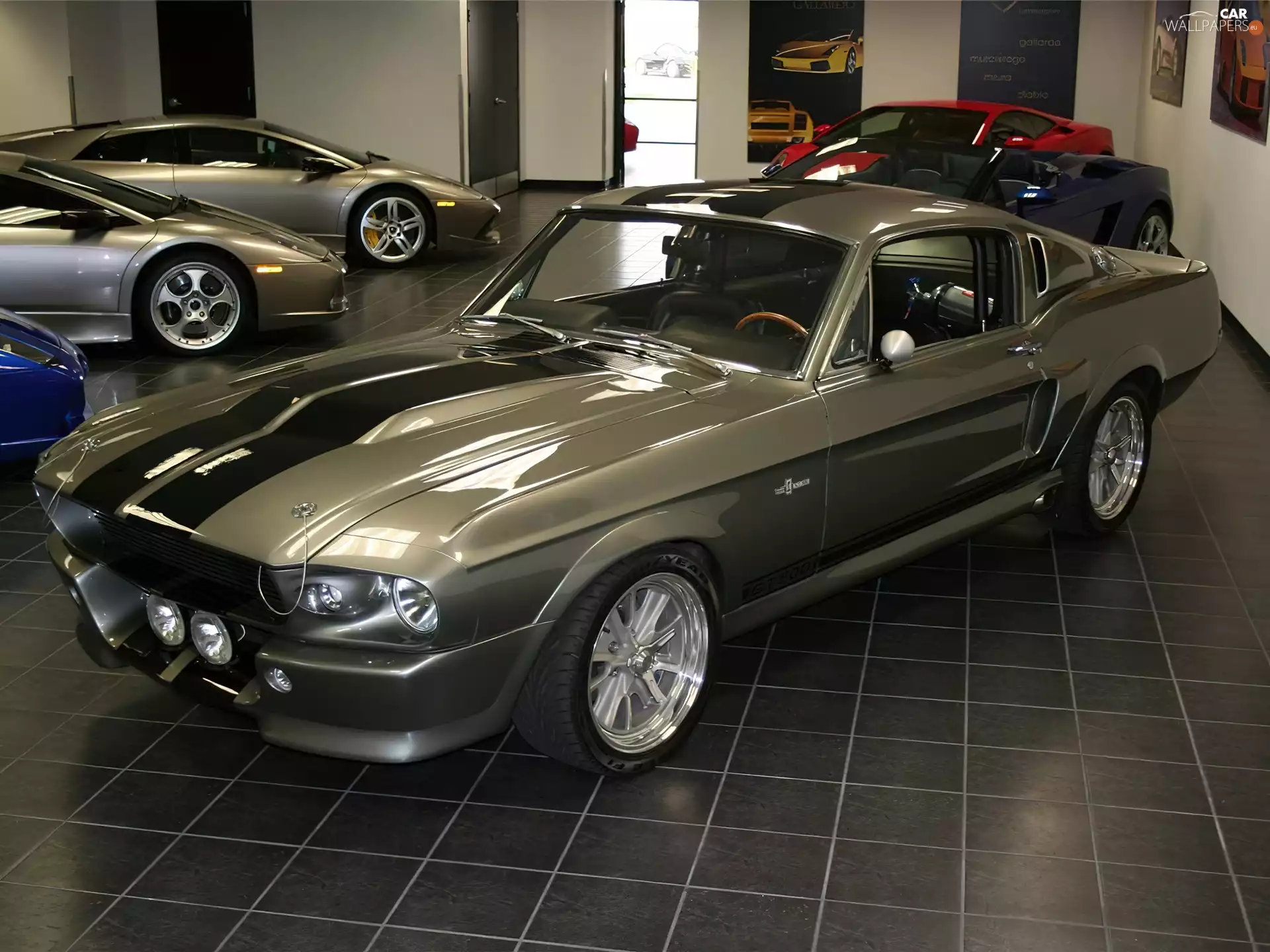 silver, GT500, saloon, Ford Mustang