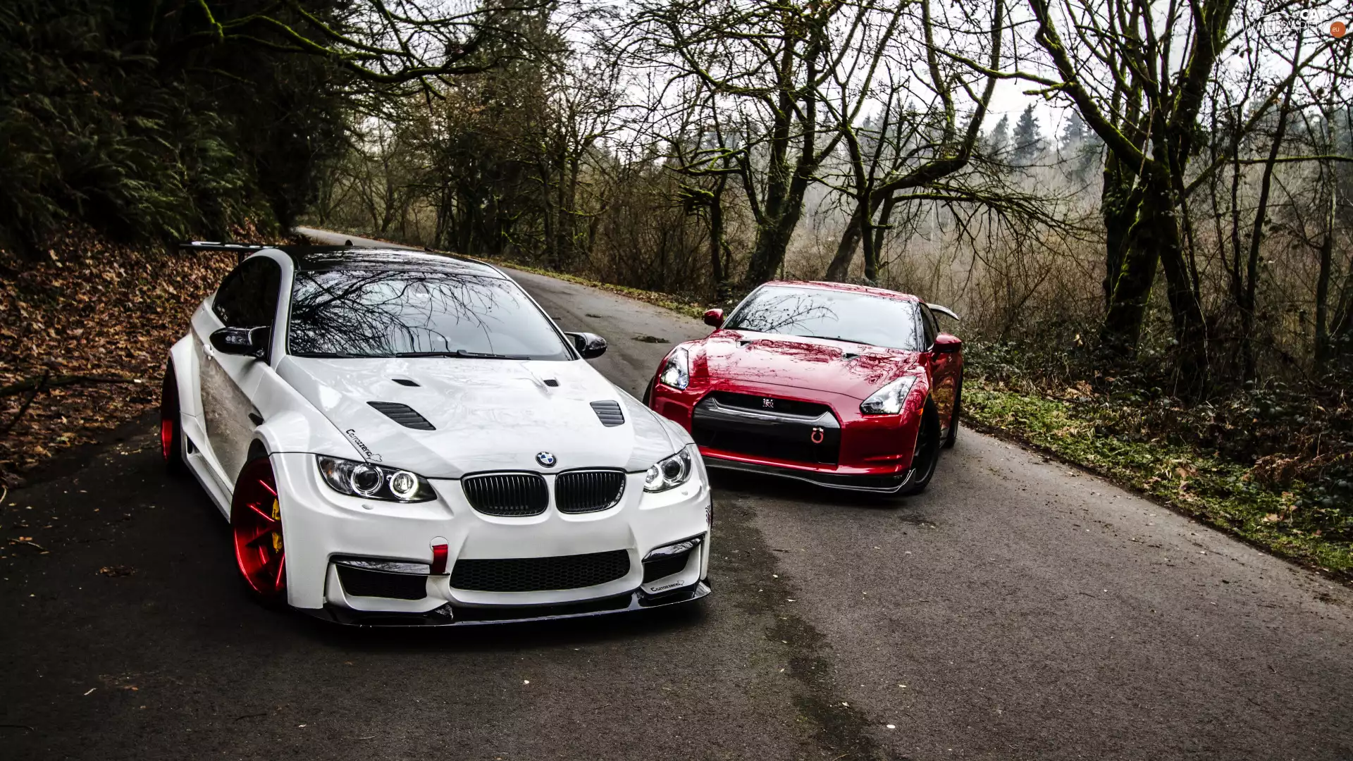White, Red, Nissan GTR, BMW M3 E92