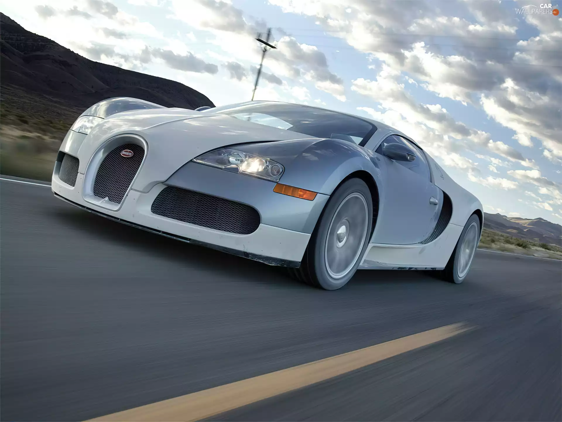 Gray, high, speed, Bugatti Veyron