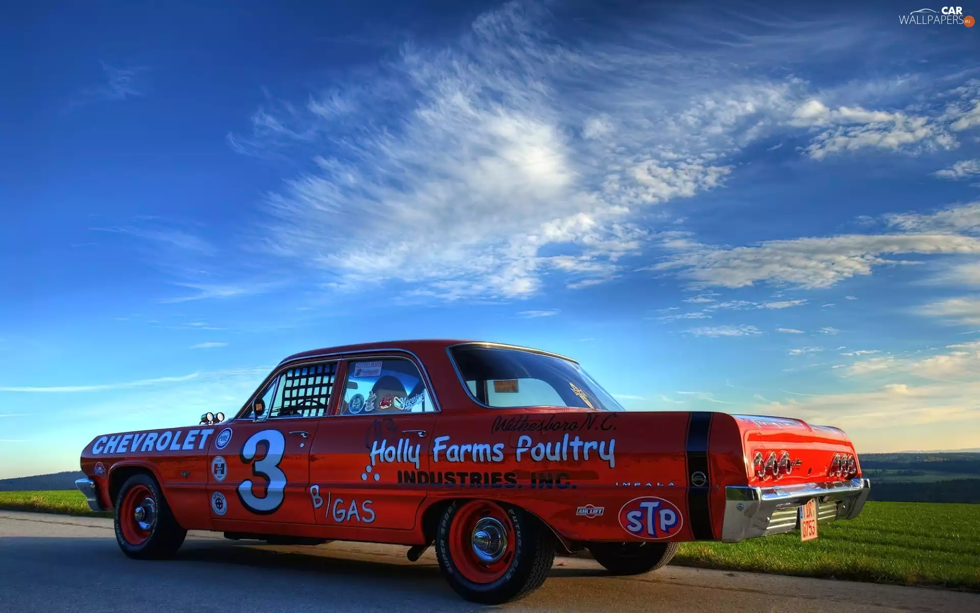 Chevrolet, Nascar, clouds, Impala