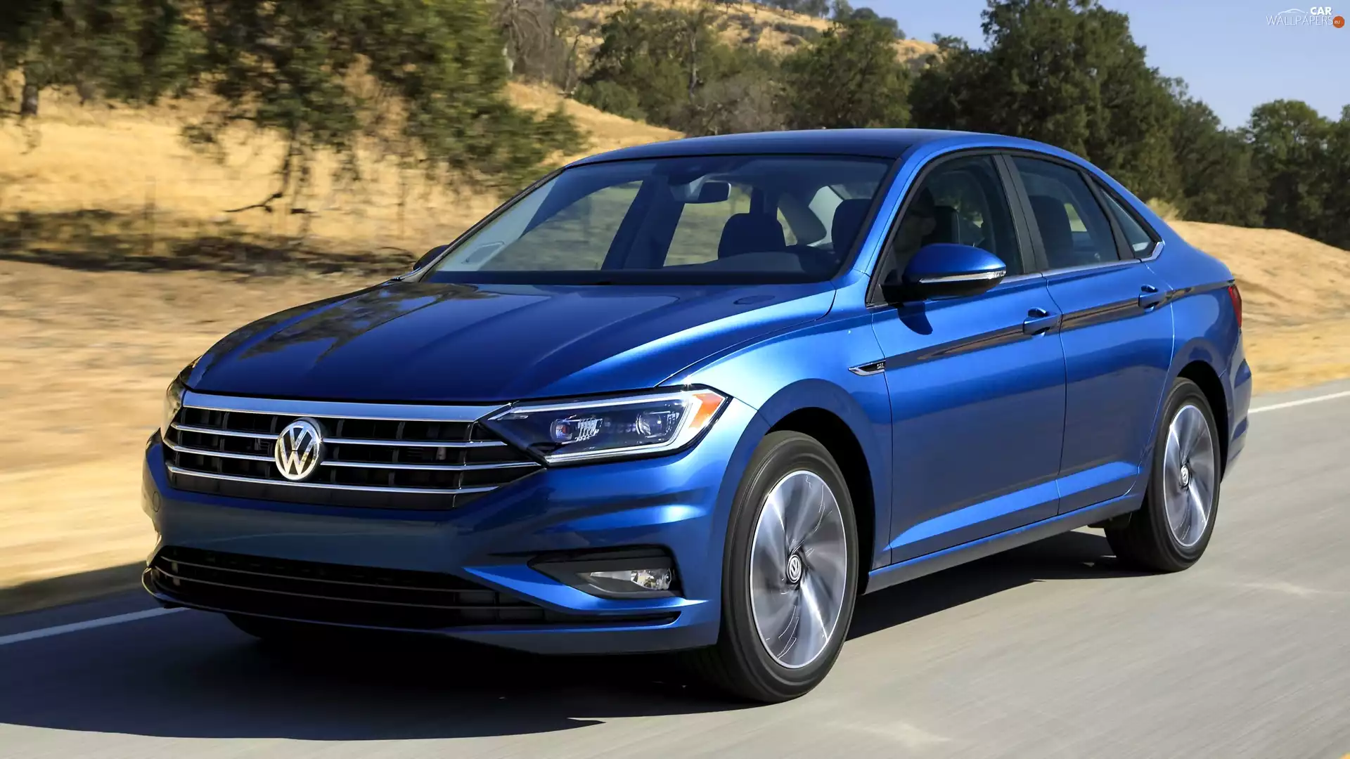 Way, blue, Volkswagen Jetta