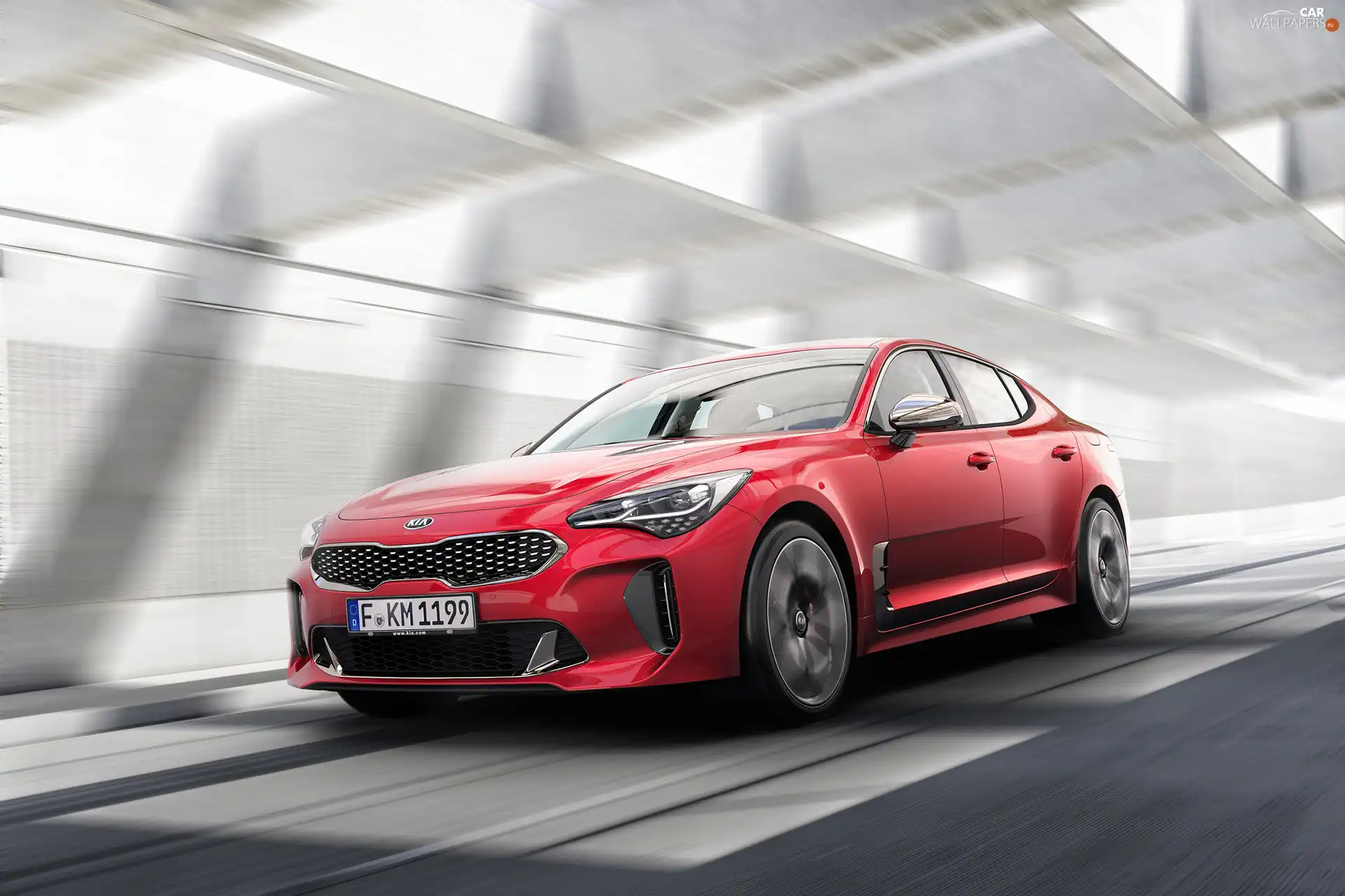 2018, red hot, Kia Stinger GT