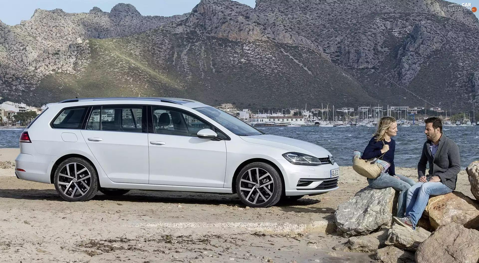 Mountains, People, 2017, lake, Volkswagen Golf 7