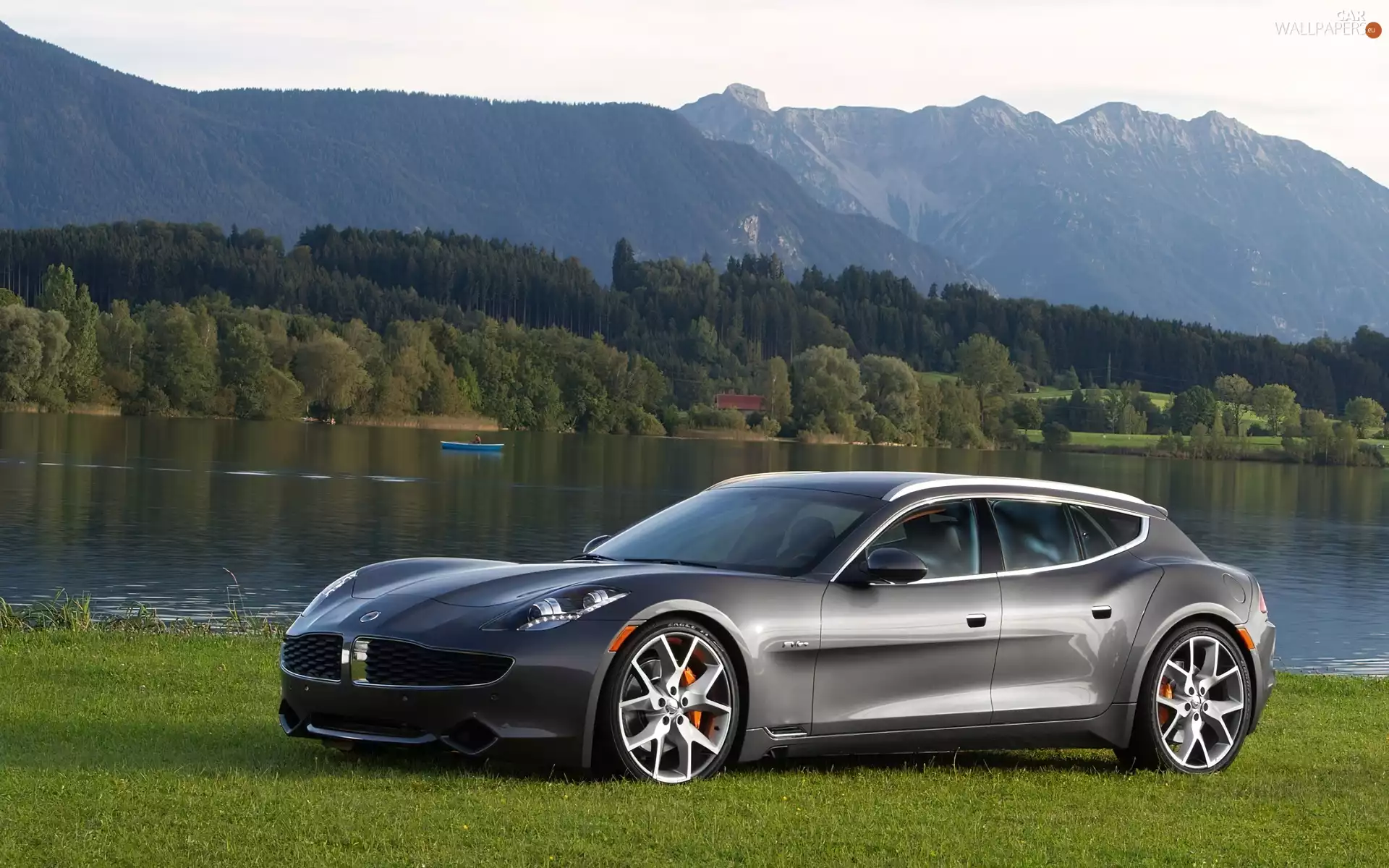 forest, lake, Surf, Mountains, Fisker