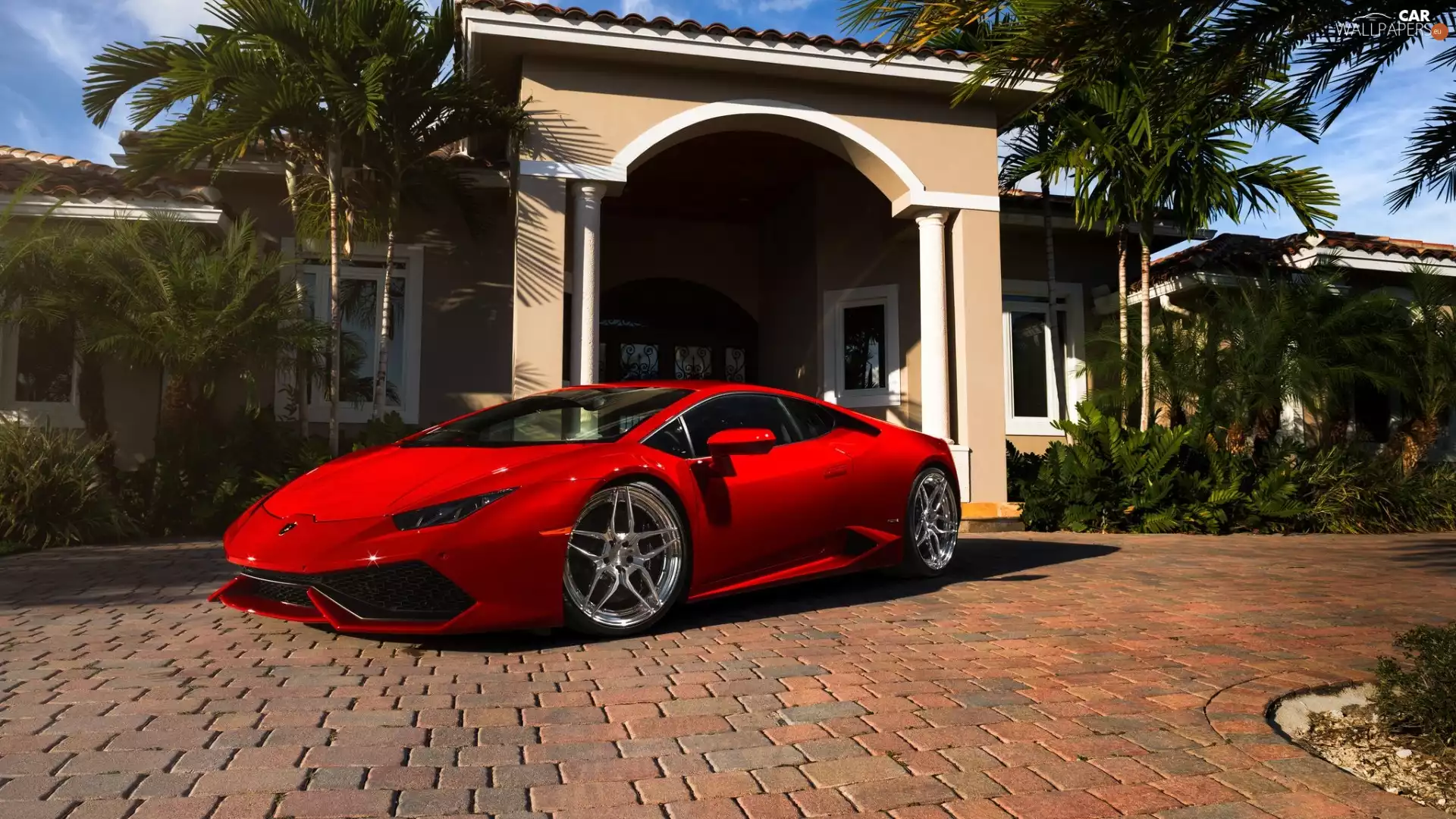 Red, Huracan, house, Lamborghini