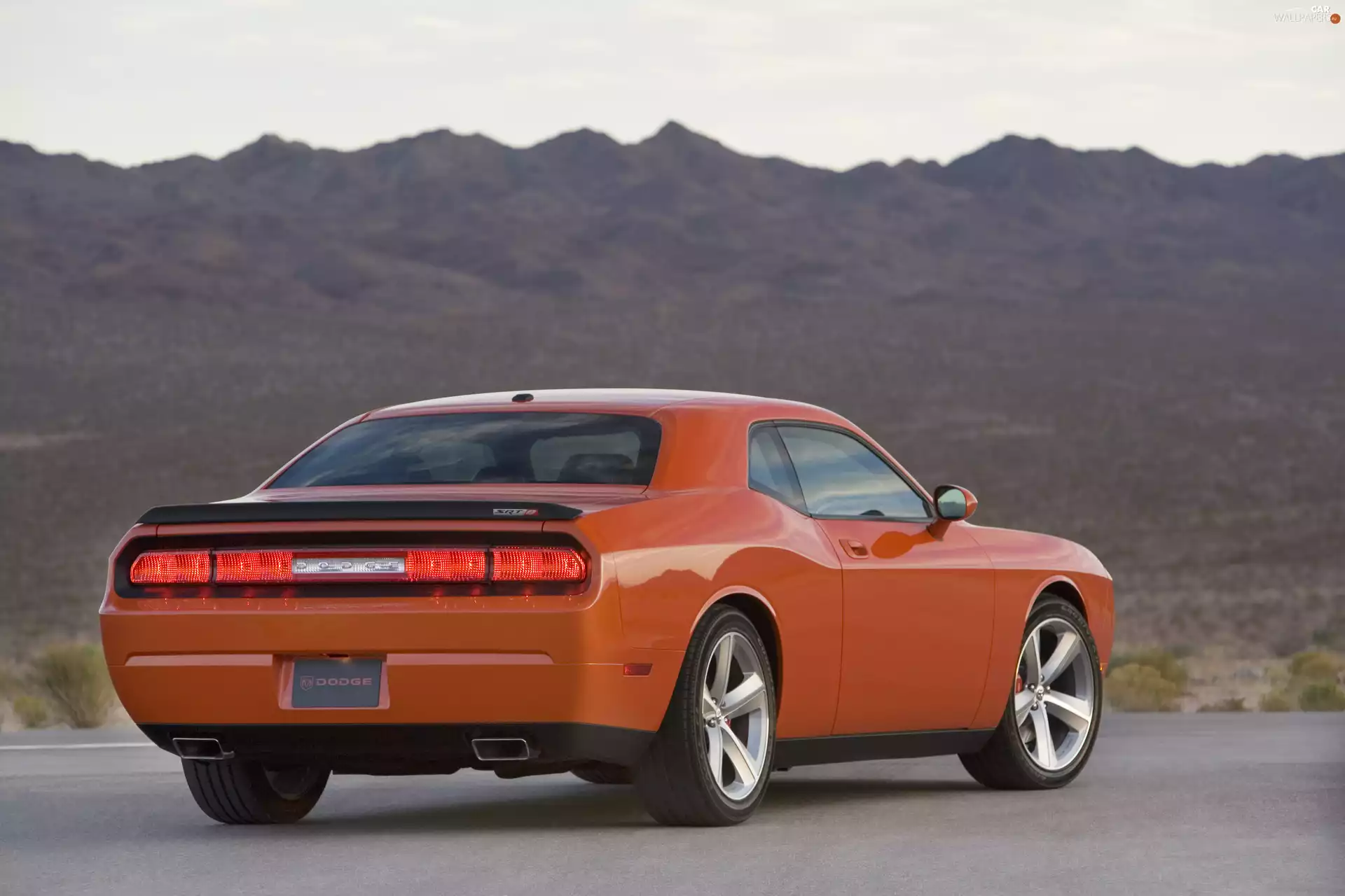 Orange, Lamps, Back, Dodge Challenger