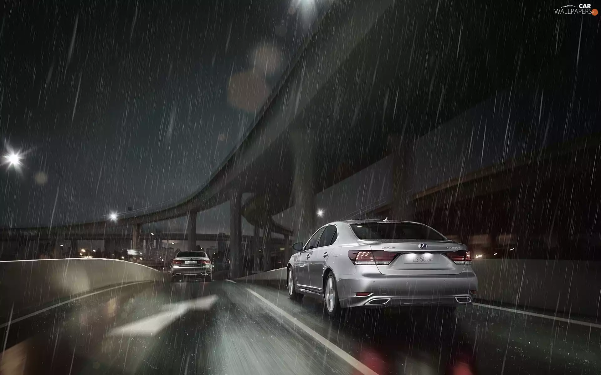 Rain, Night, Lexus LS-UE, Way, Automobile