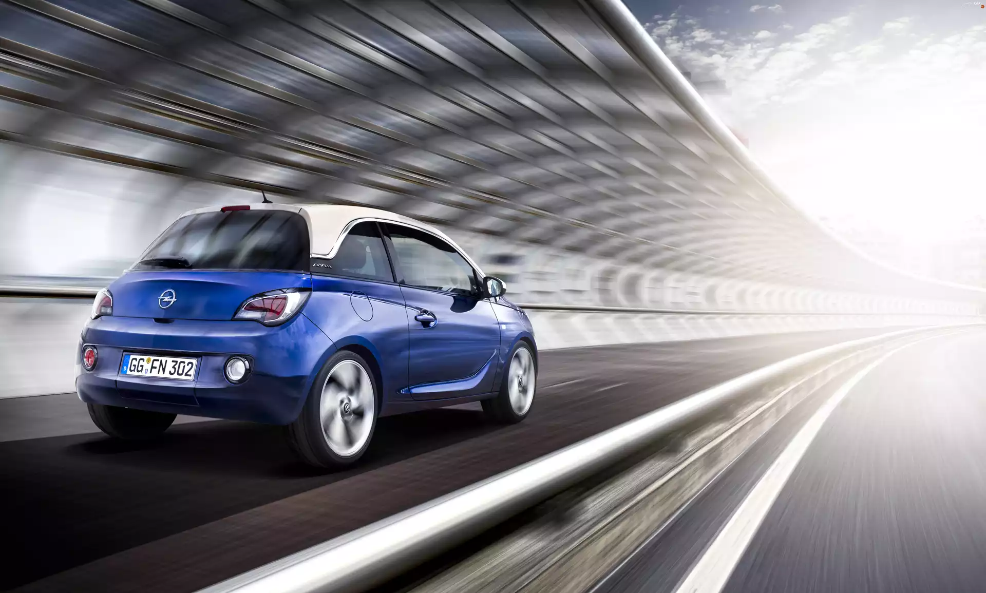 ligh, Opel Adam, flash, Way, blue, sun, luminosity