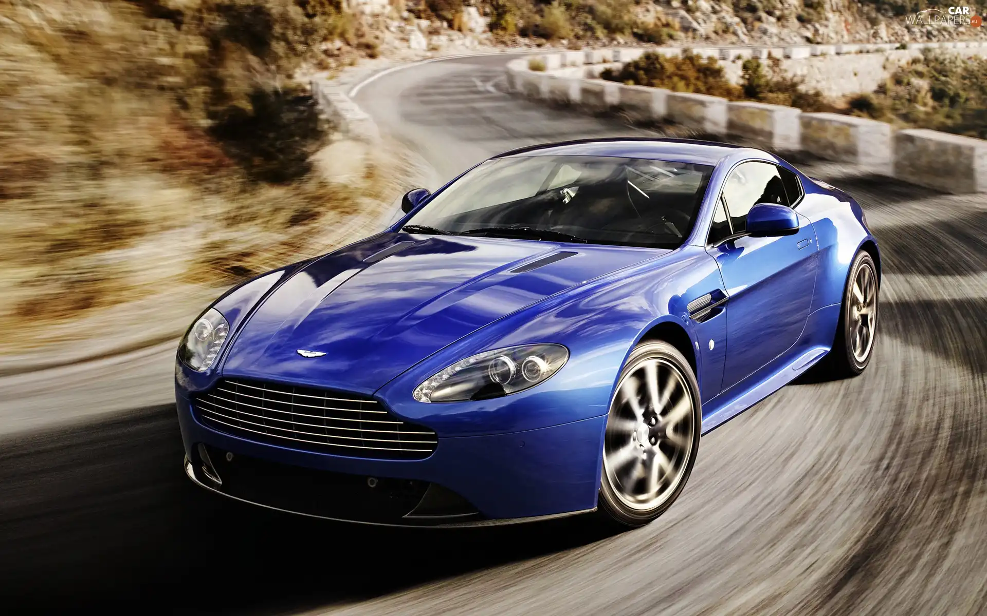 winding, blue, Aston Martin V8 Vantage S, Way