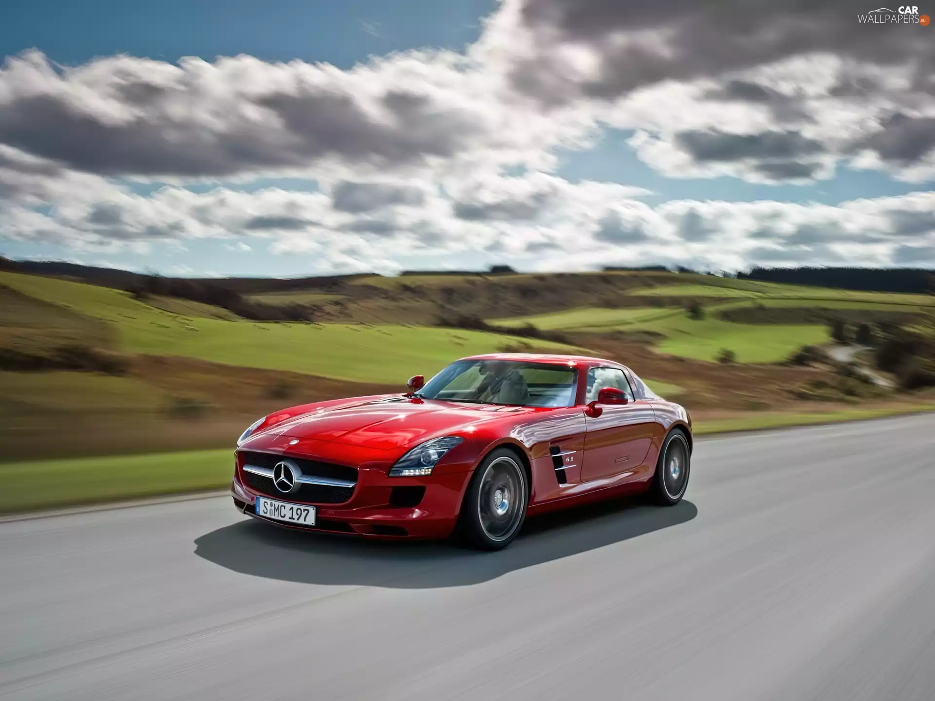 Red, AMG, Way, Mercedes Benz SLS