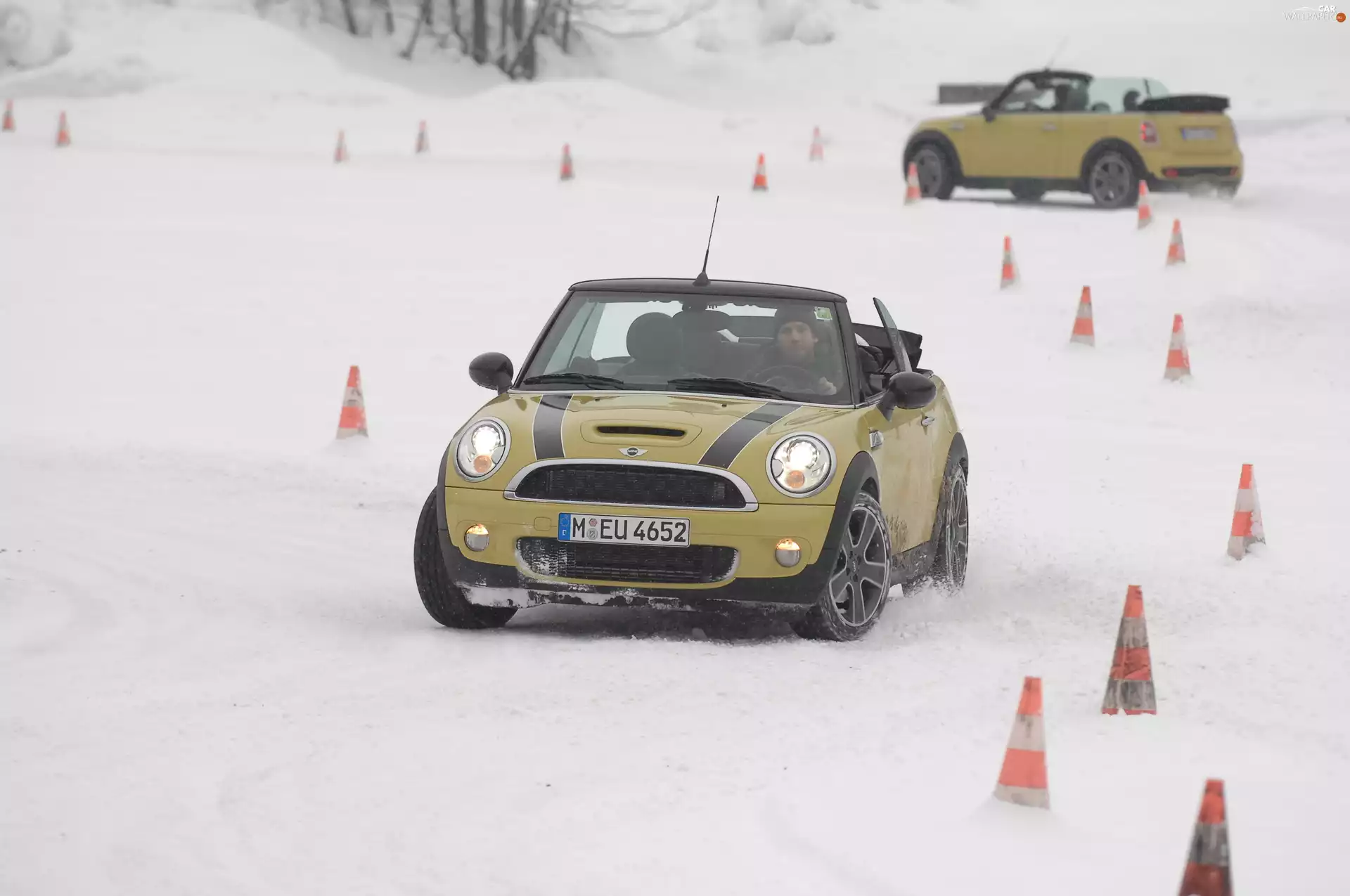 Slalom, Mini Cooper Cabrio, winter