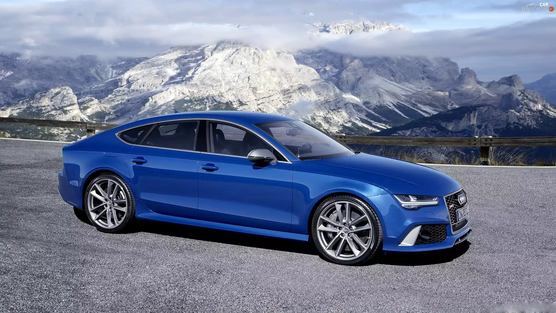 Way, Mountains, Audi, RS7, Blue