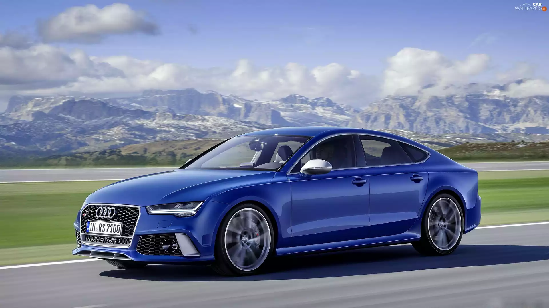 Way, Mountains, Audi, RS7, Blue