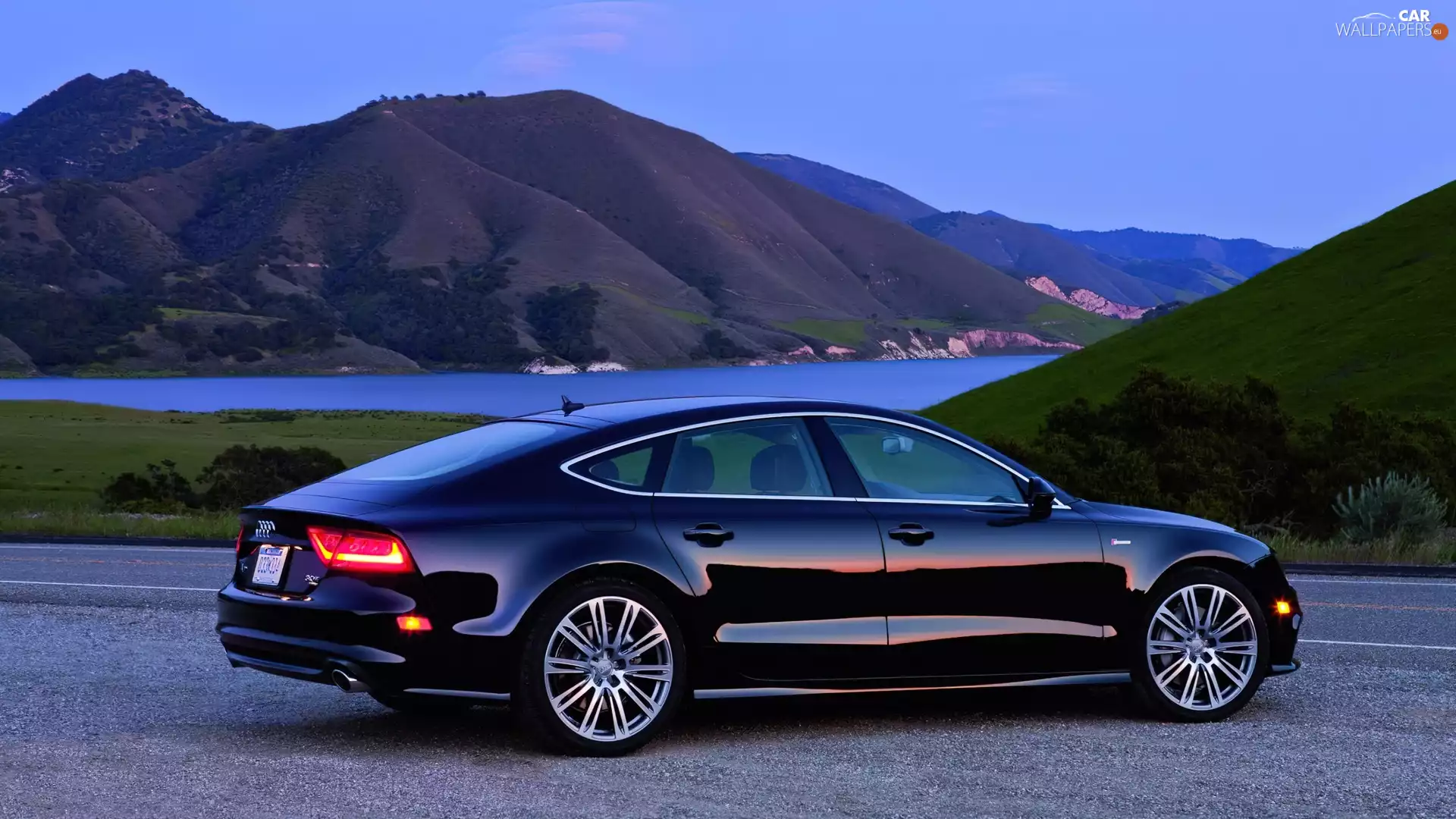 lake, Audi A7, Mountains
