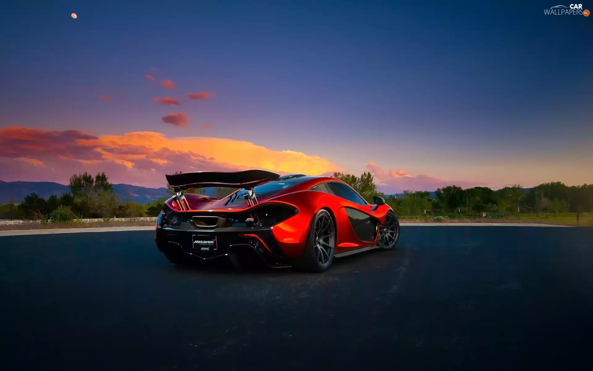 west, sun, Way, Mountains, McLaren P1