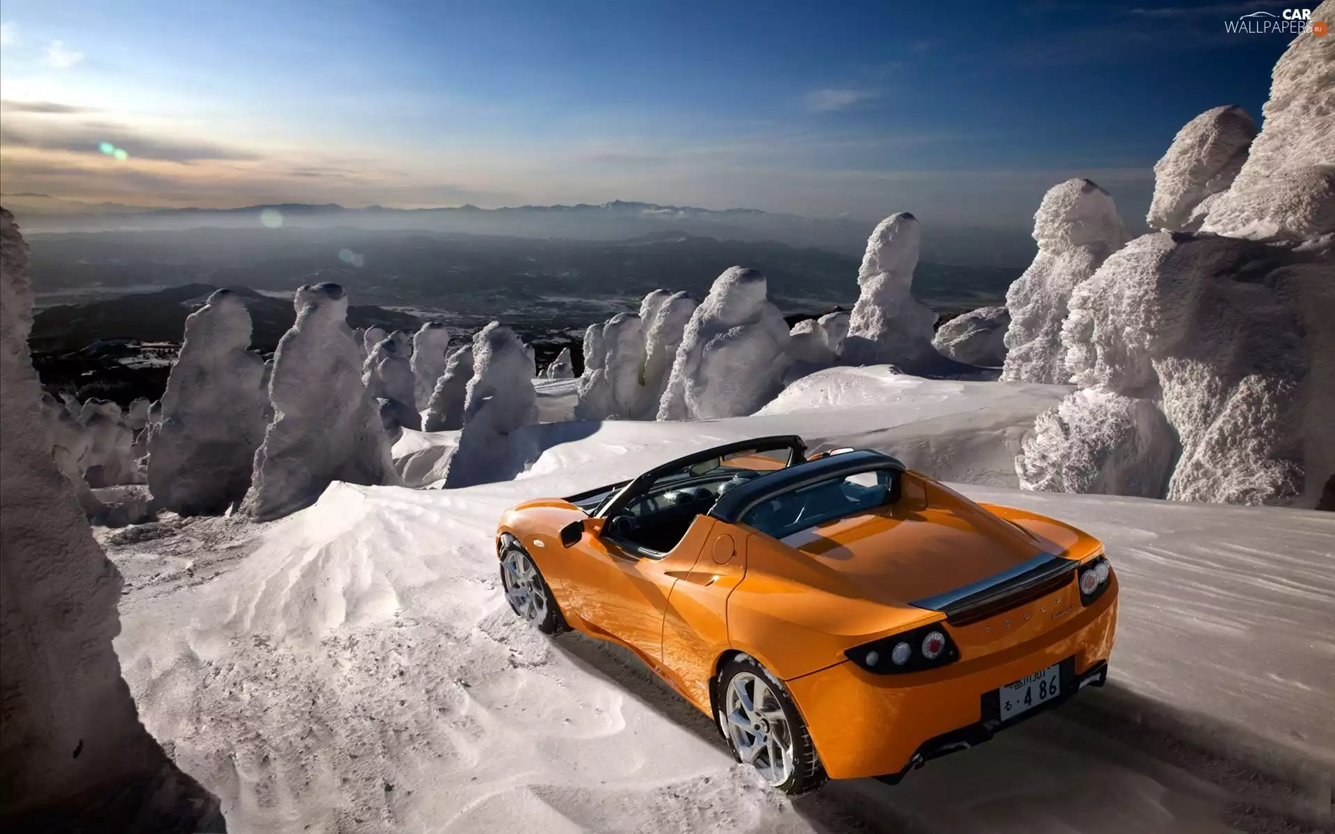 Mountains, Tesla, Roadster