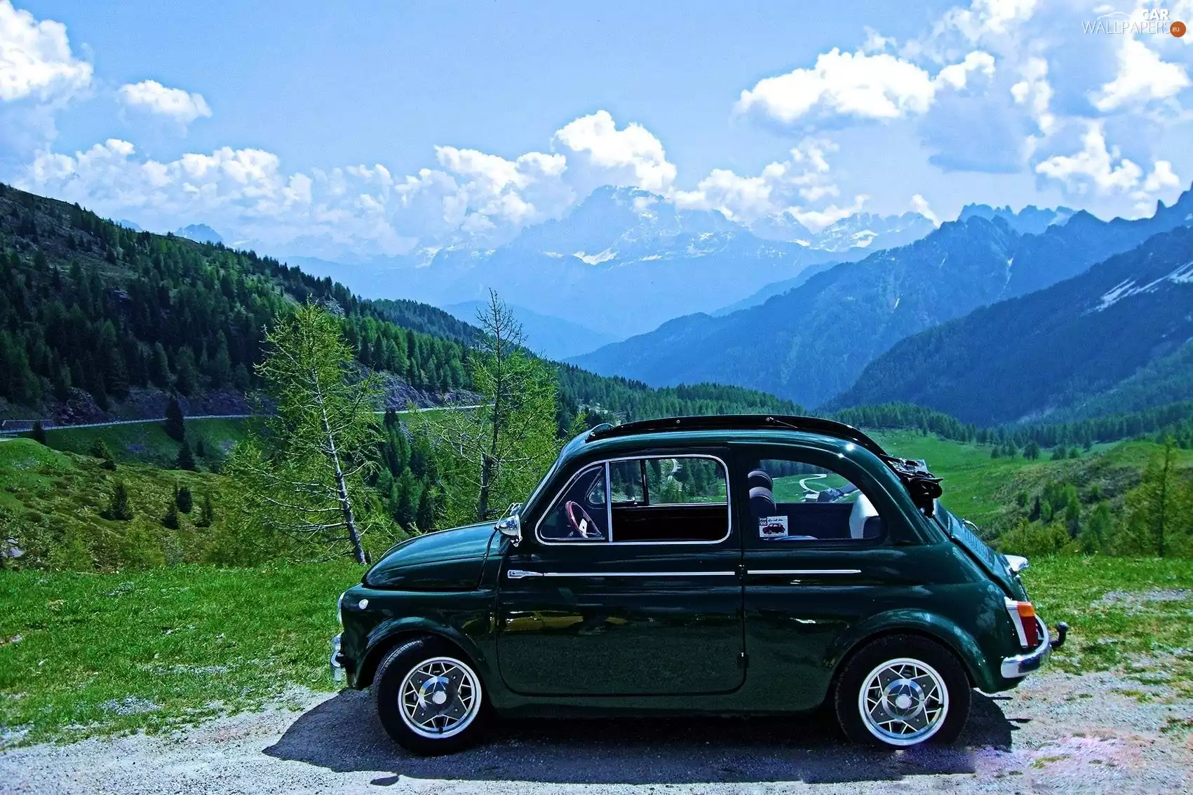 Sky, Fiat 500, Mountains