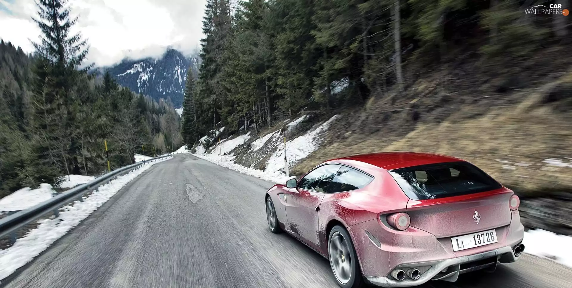 Automobile, Ferrari FF, Mountains, Slopes, Way