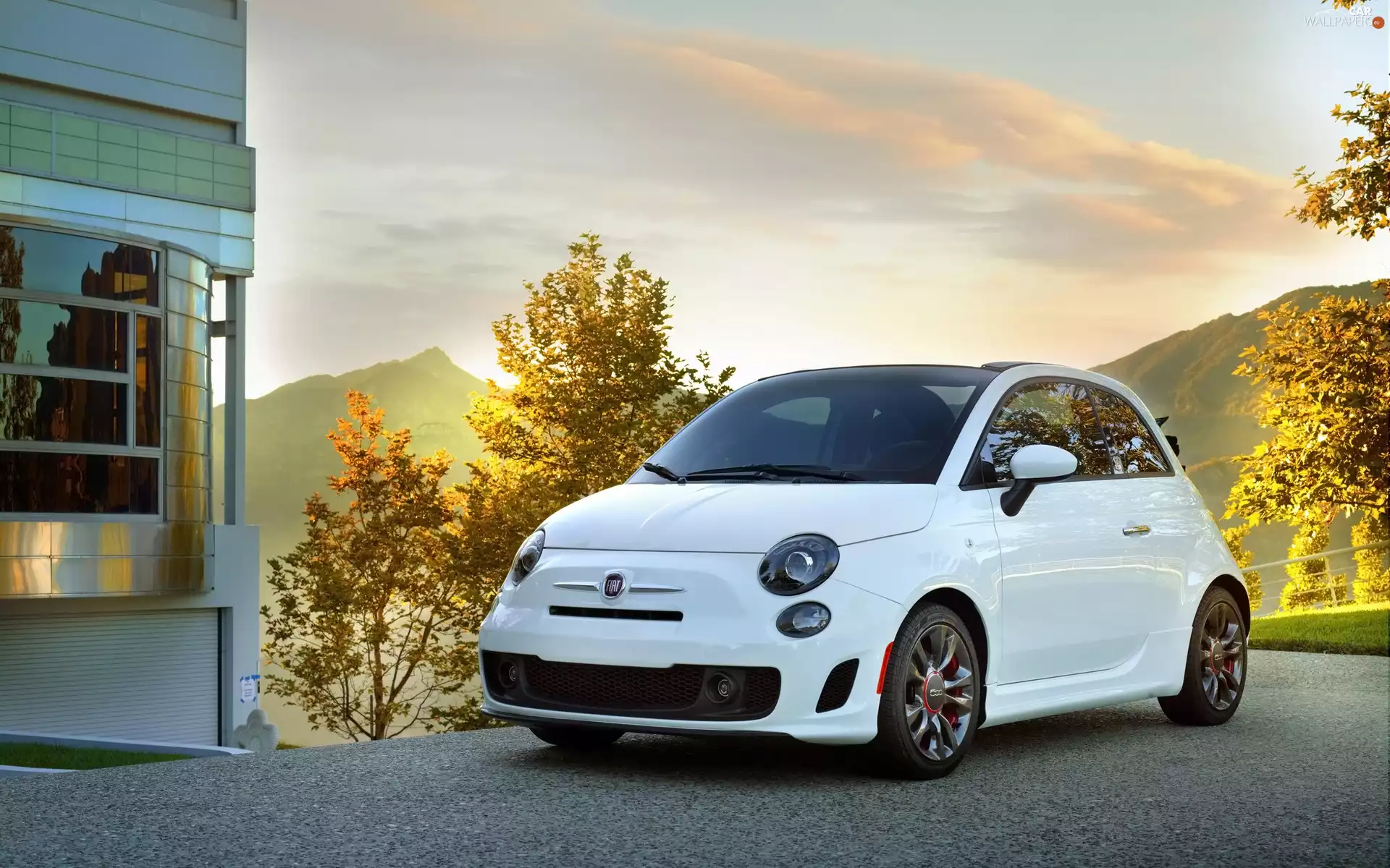 Fiat 500 C, Mountains, house, White