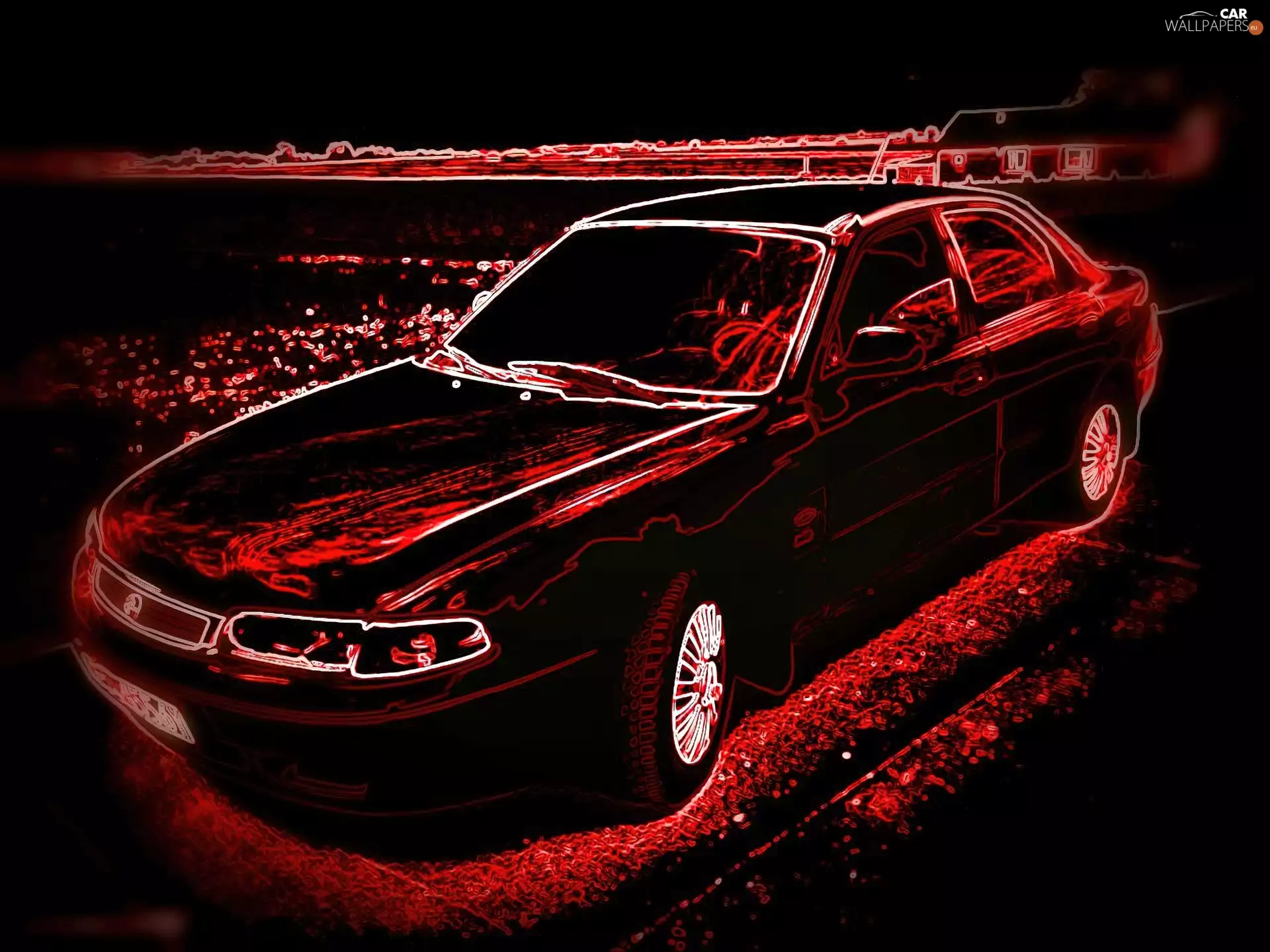 Automobile, Neon, Fractalius, Mazda 626