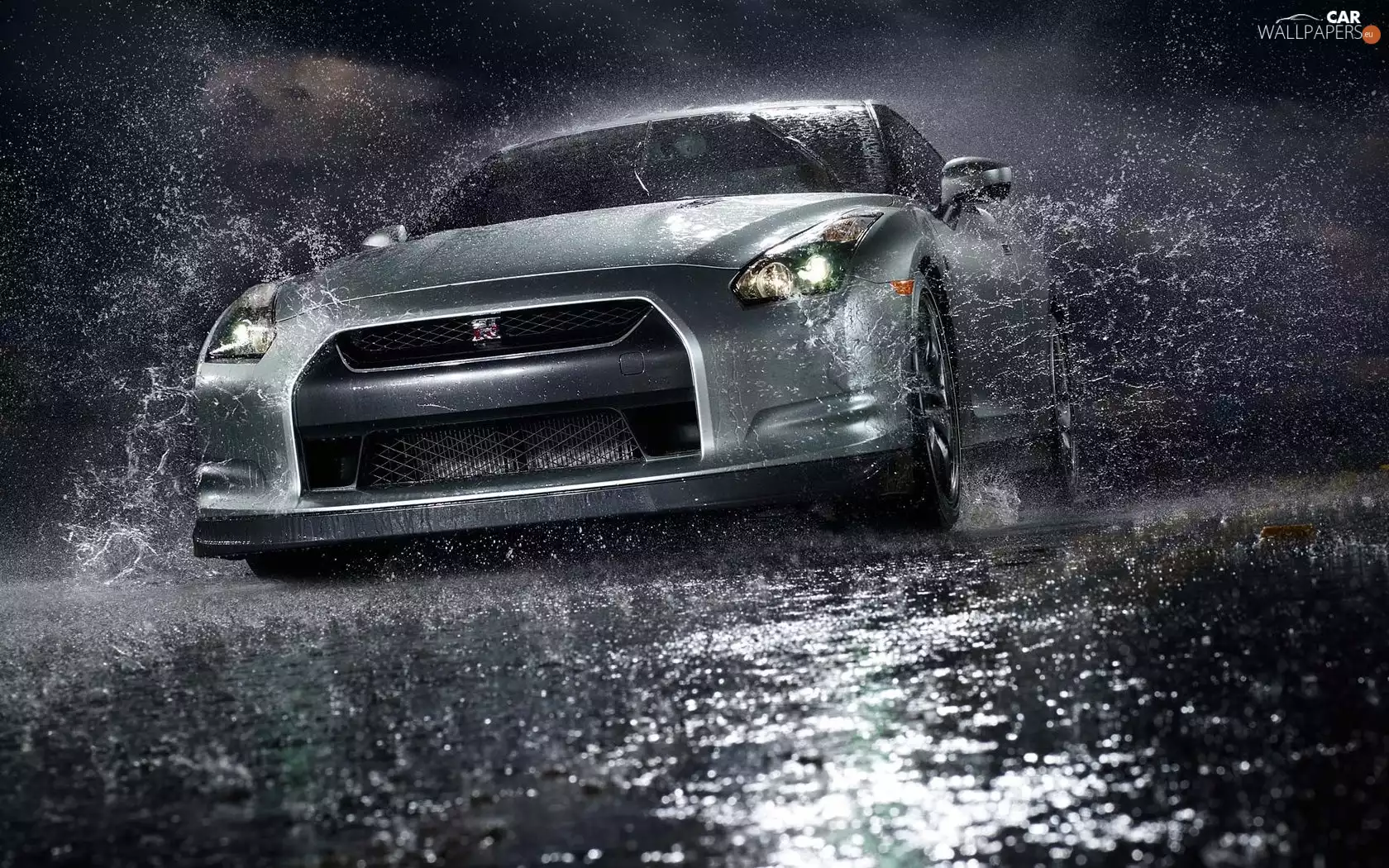 Nissan GTR, Rain, Night