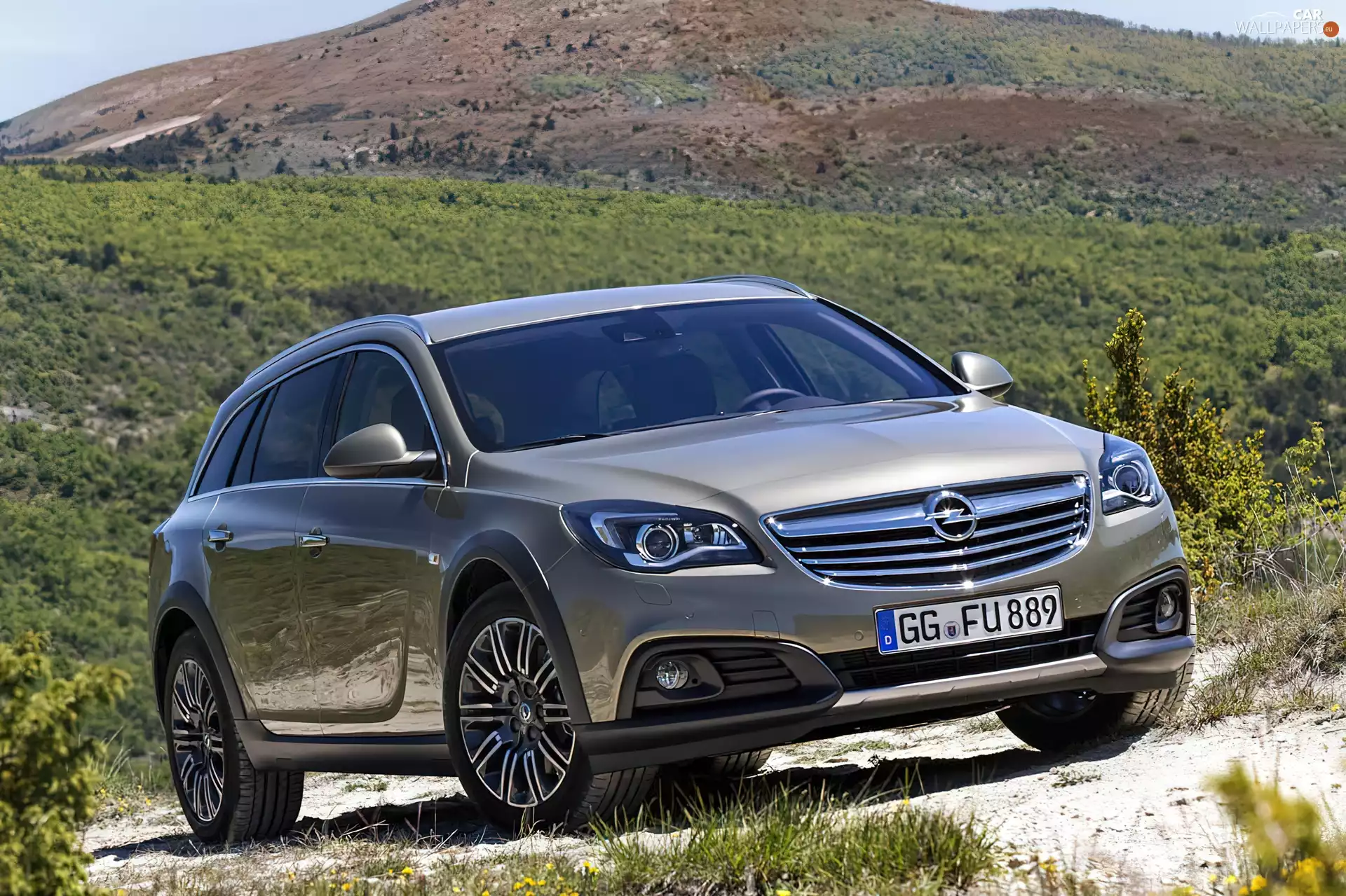 green, Opel Insignia Country, Mountains