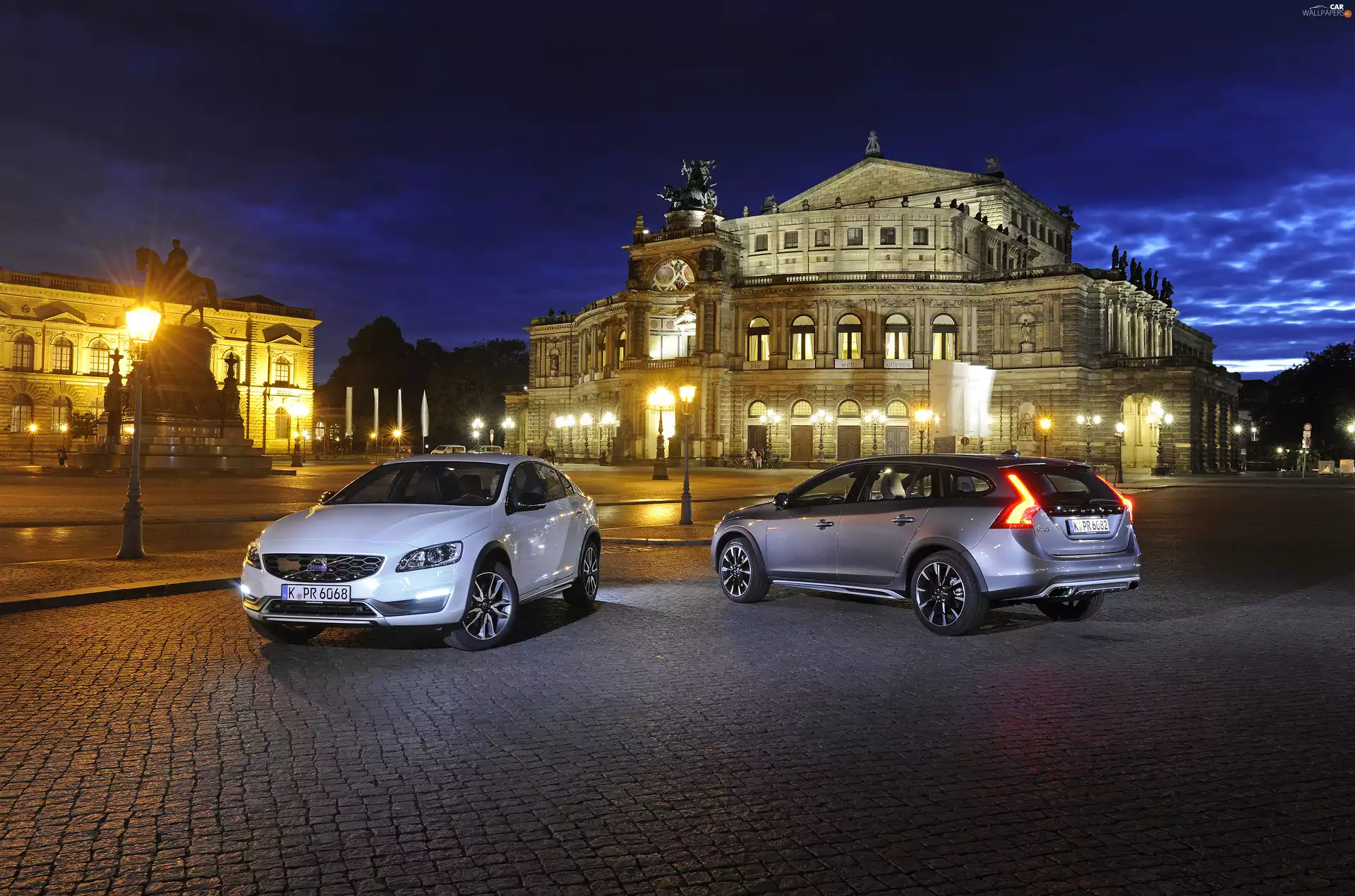 Volvo S60 Cross Country and V60 Cross Country, Semperoper Opera, Night, Dresden