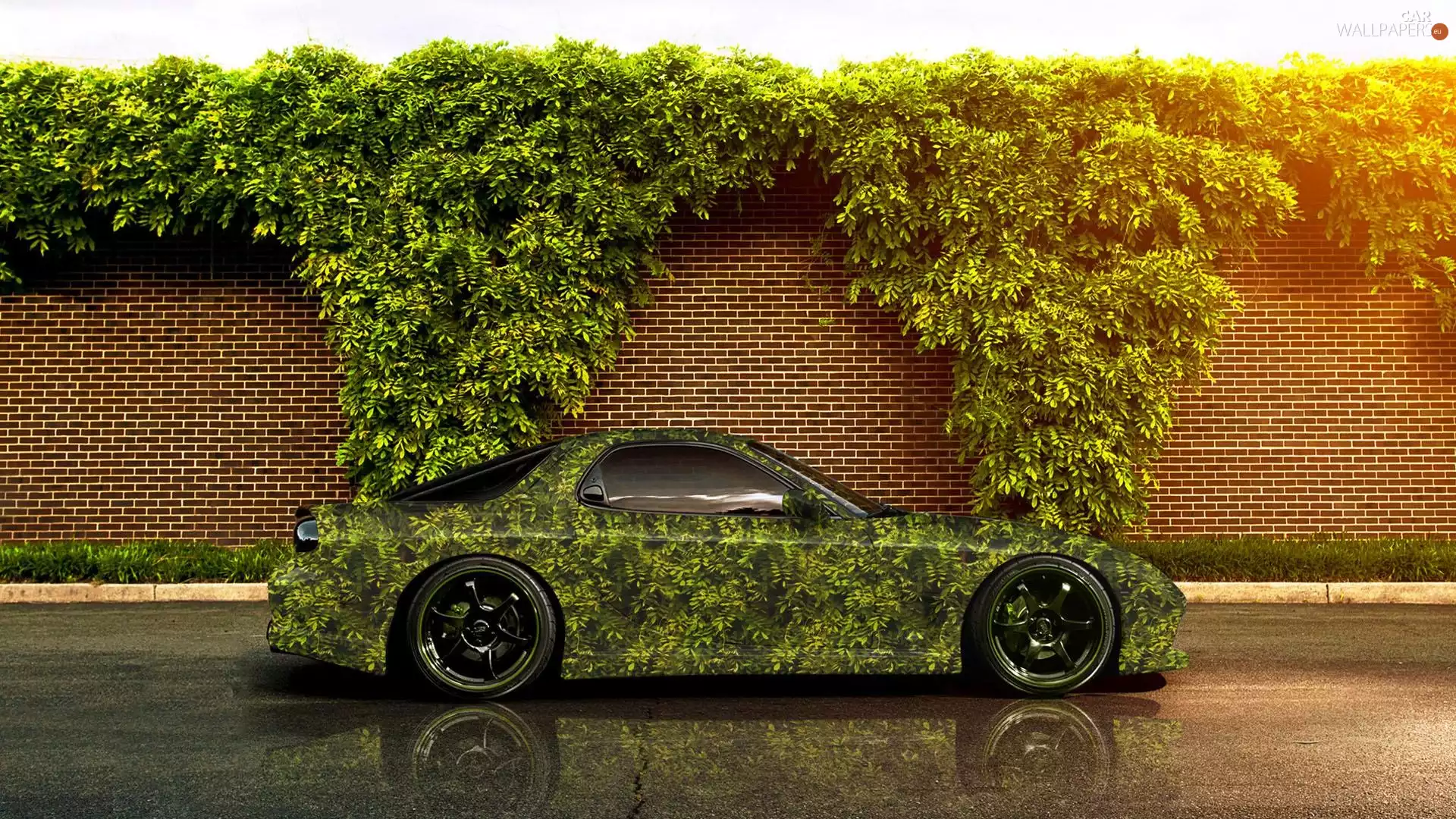 Mazda, Plants, wall, Rx-7