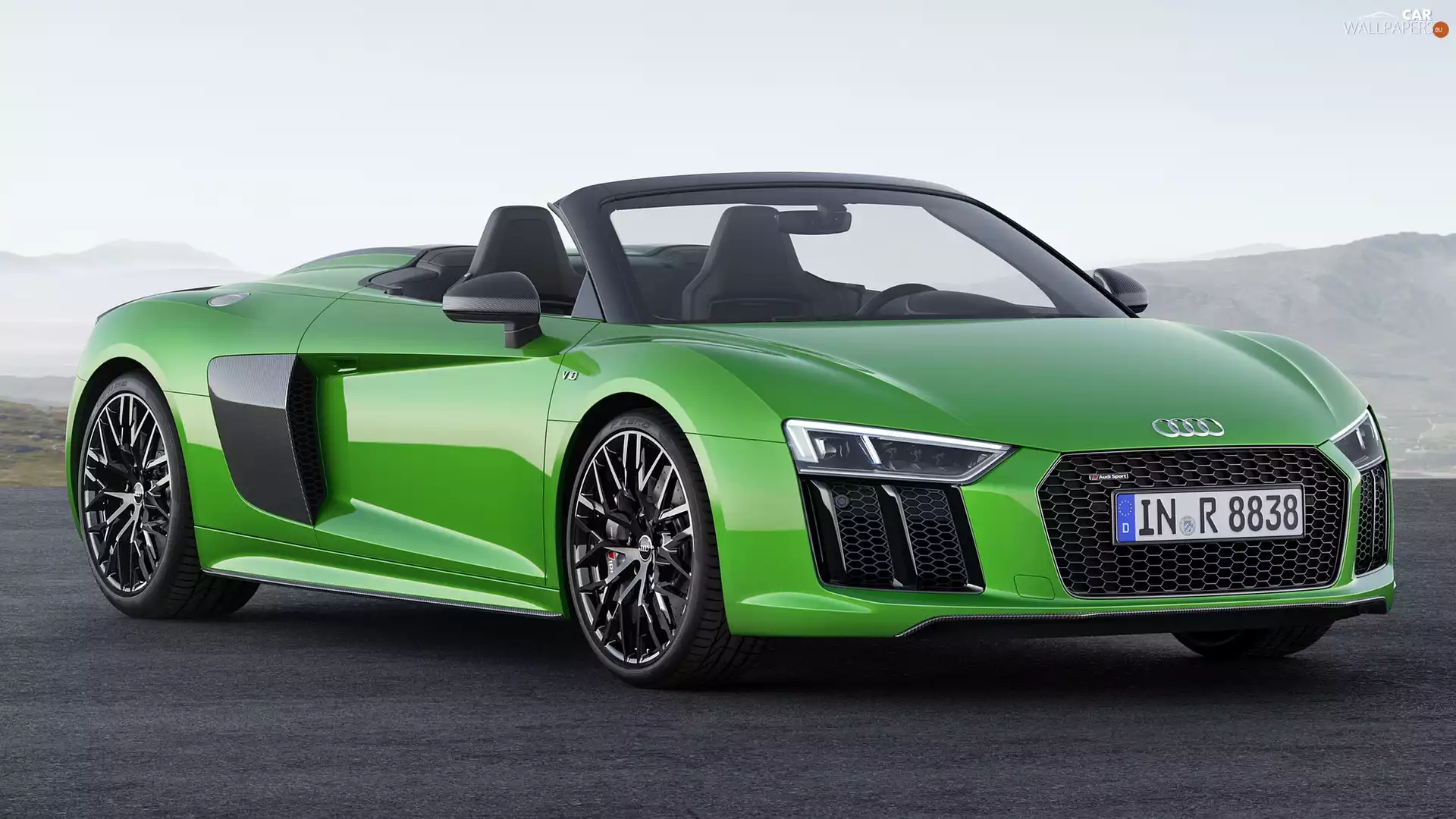 2017, green ones, Audi R8 Spyder V10 Plus