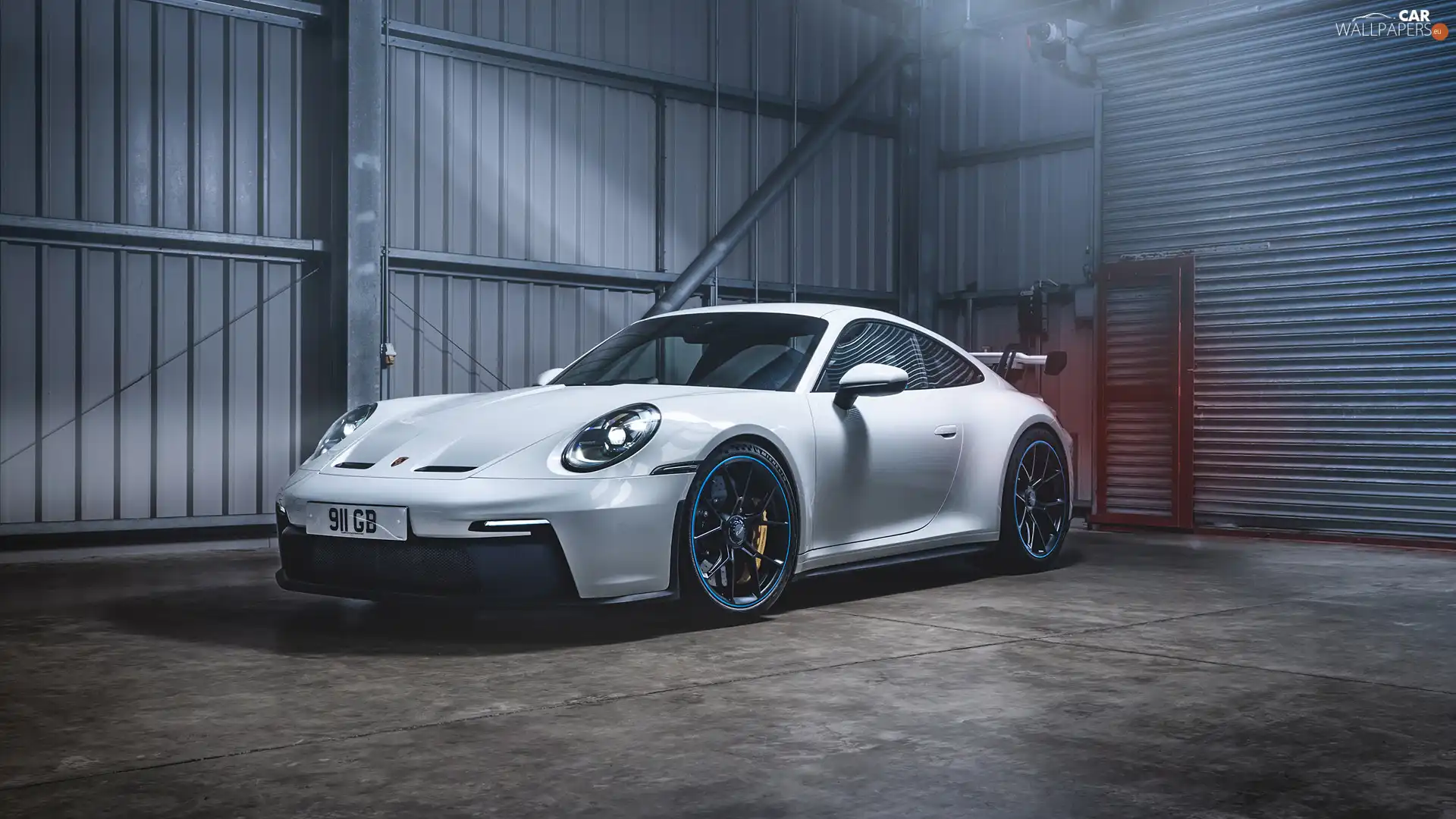 White, Front, garage, Porsche 911 GT3