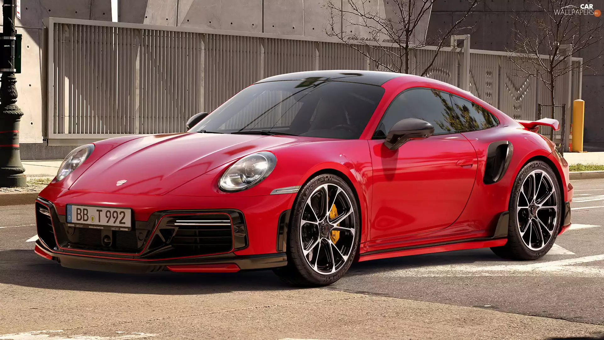 Red, Front, side, Porsche 911 Turbo S