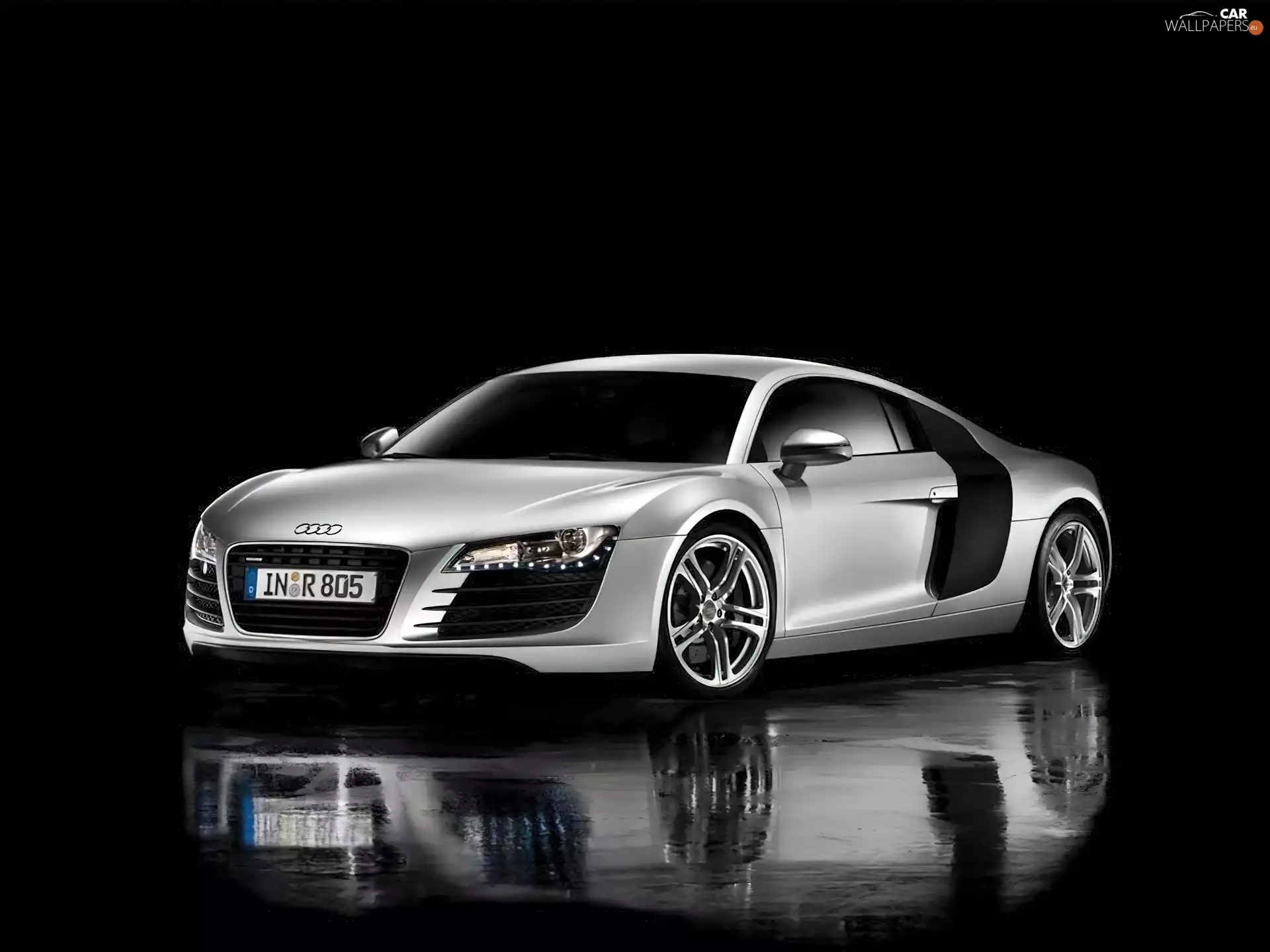 Audi R8, asphalt, reflection, wet