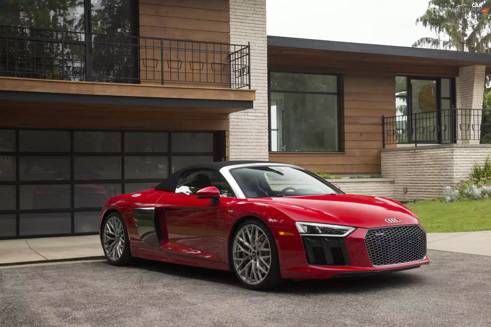 Cabriolet, Red, Audi R8 Spyder V10