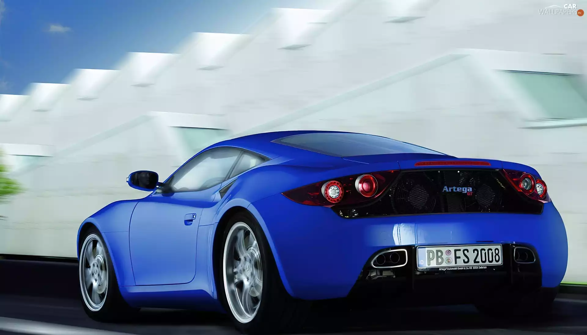 Blue, radiator, logo, Artega GT