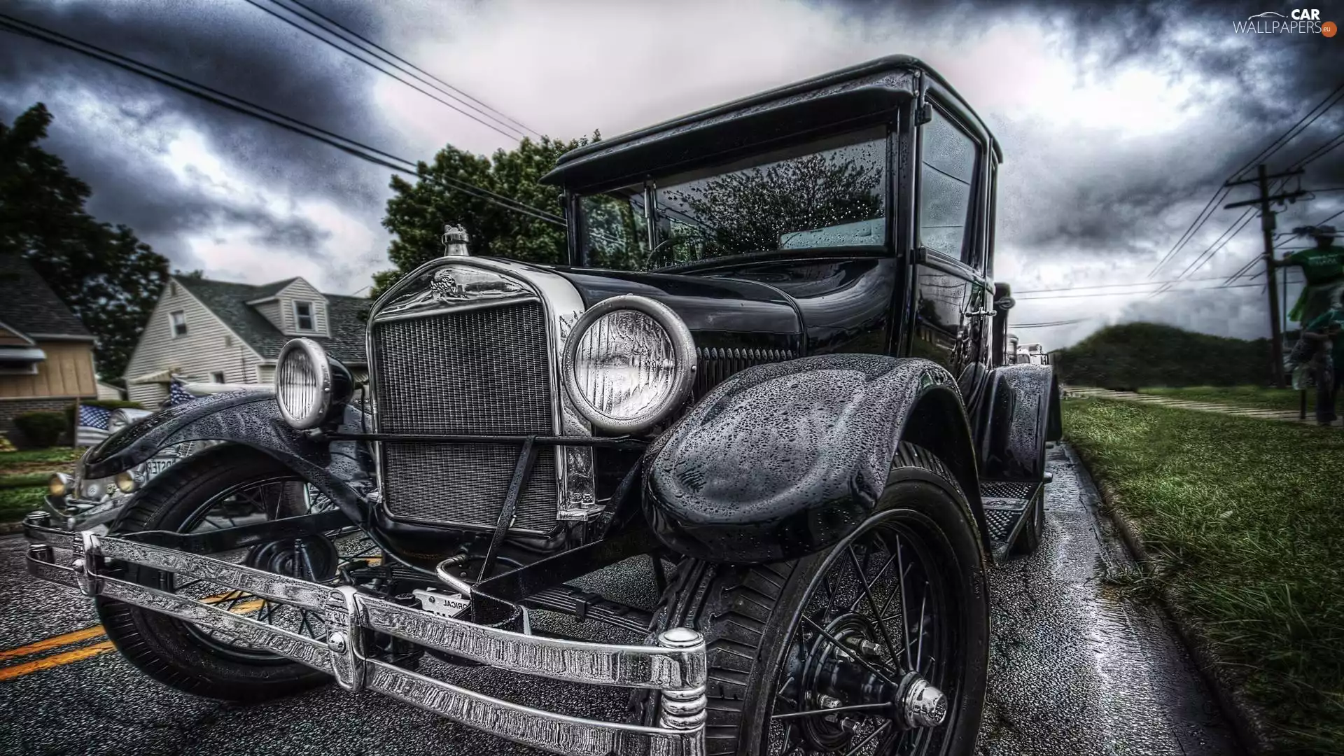 Way, Rain, antique, Ford, Automobile