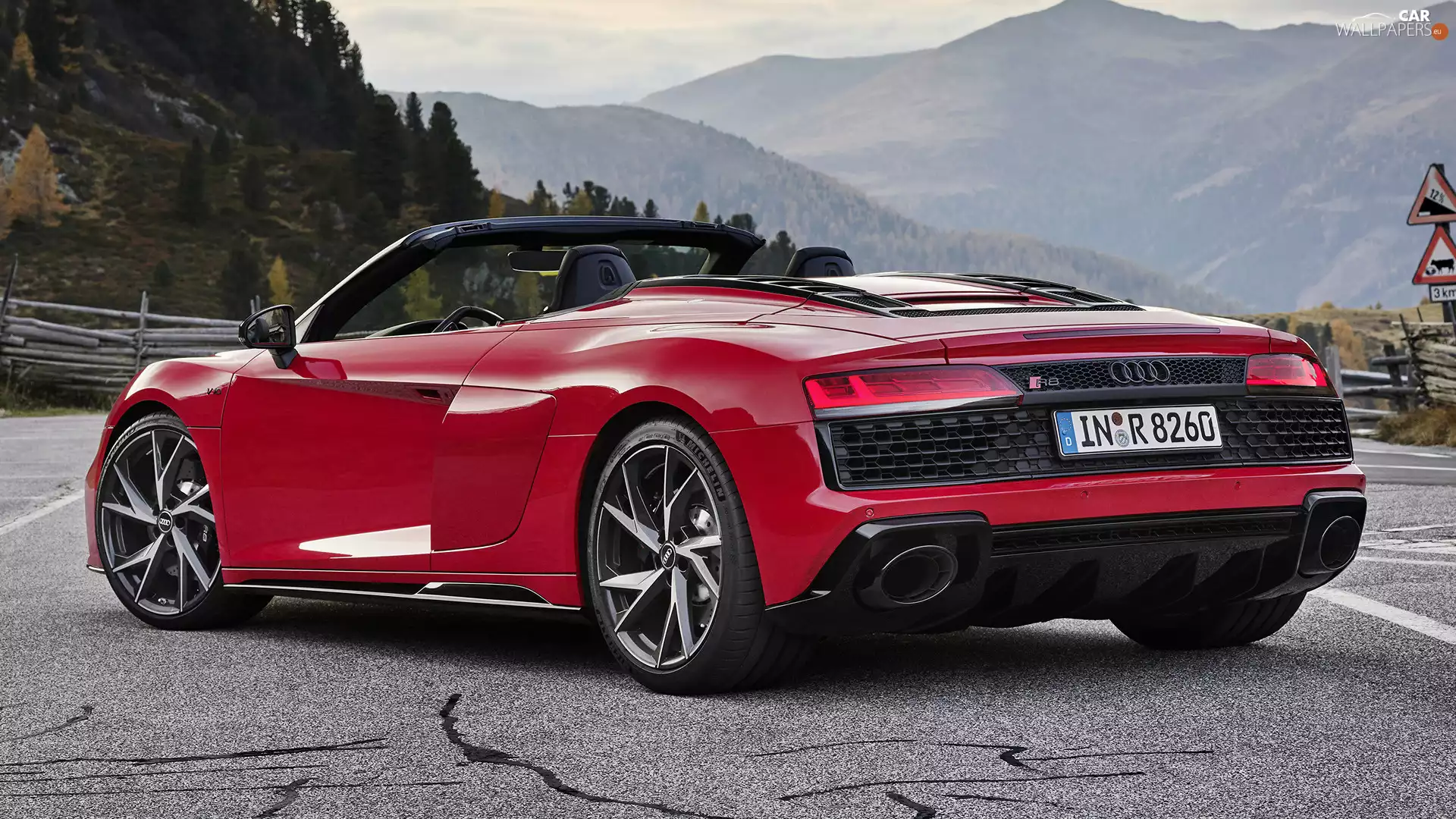 Cabriolet, Red, Audi R8 Spyder