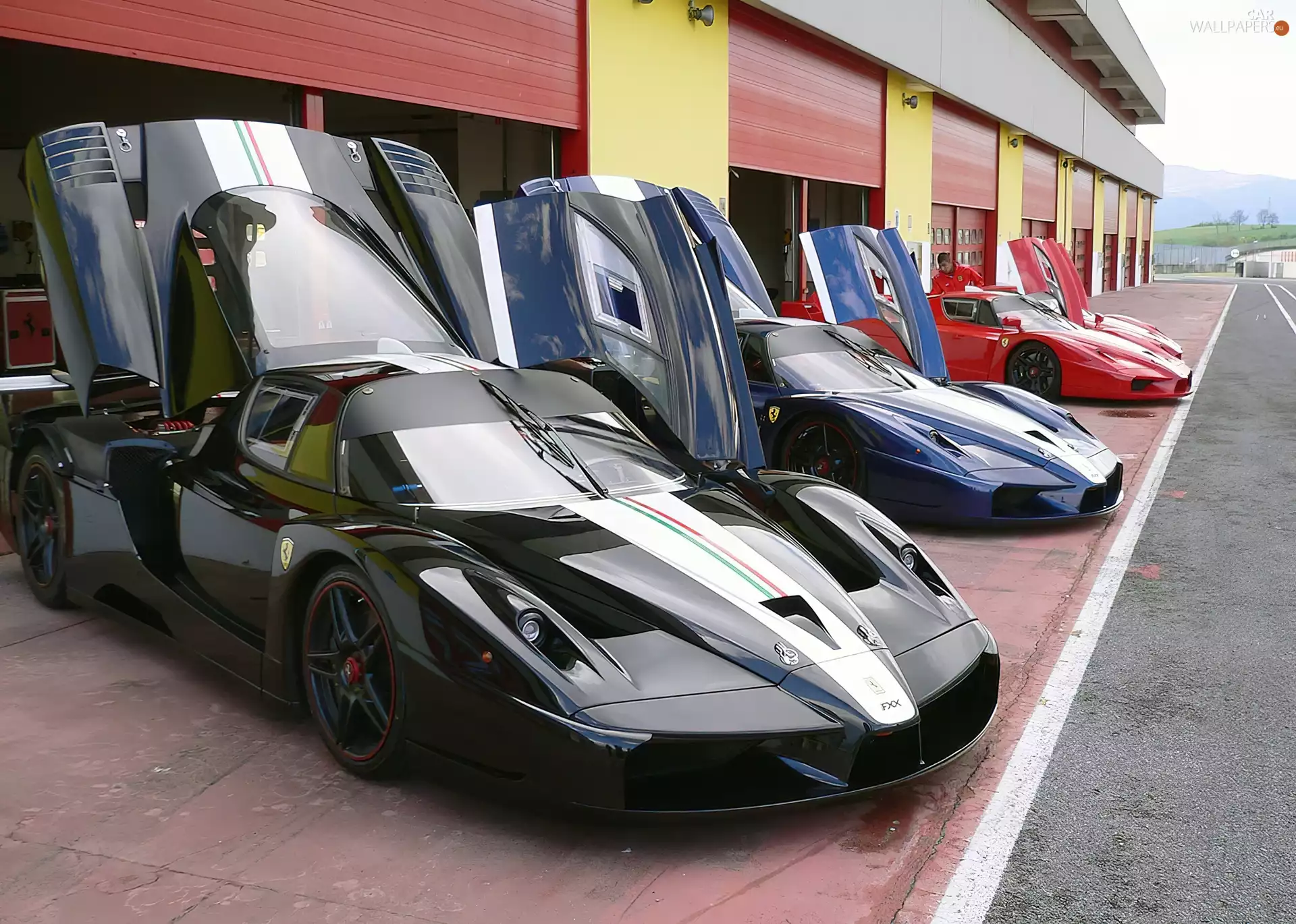 Black, Red, Ferrari FXX, Blue