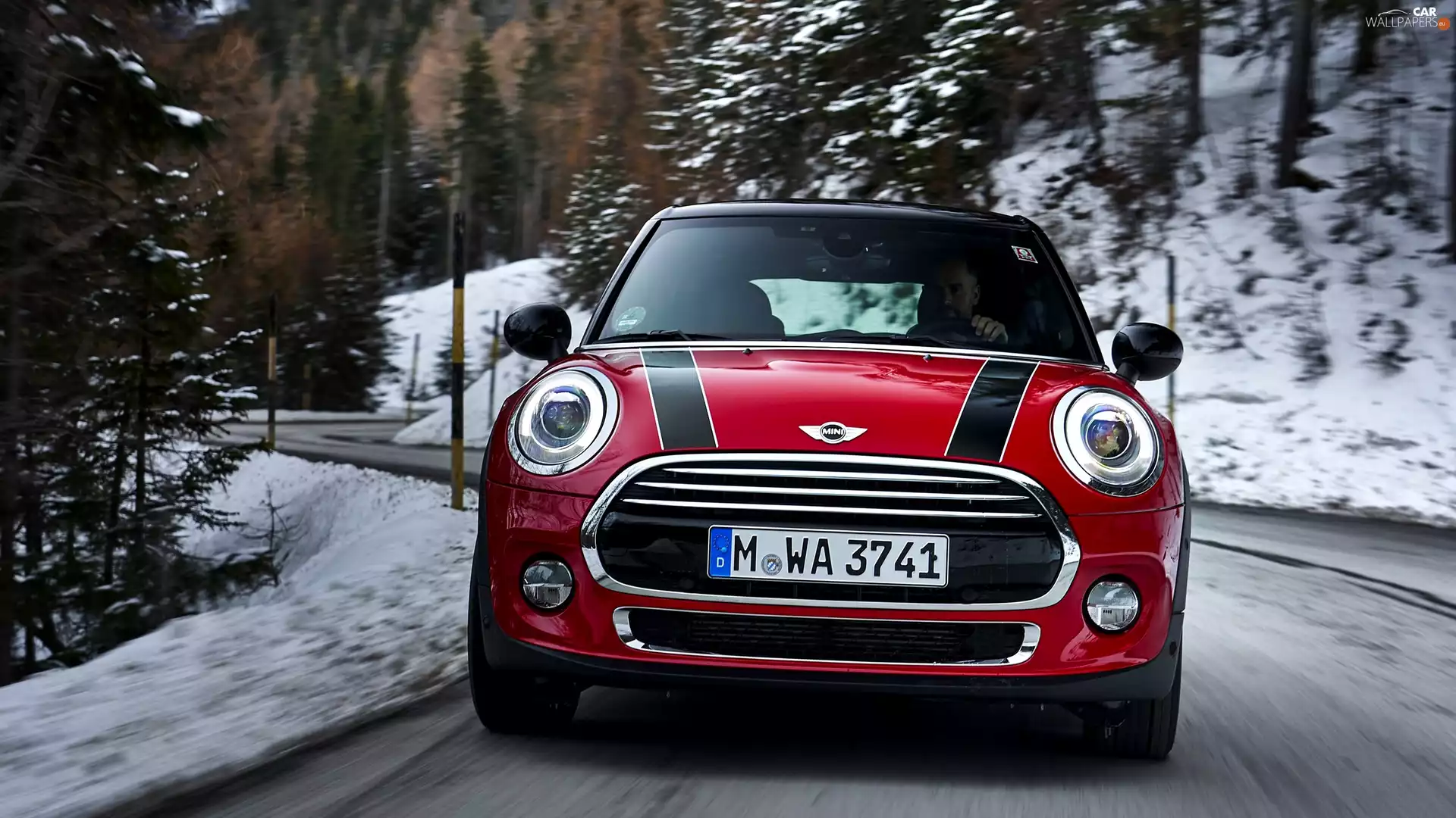 Way, snow, Mini Cooper D DCT, 2017, Red