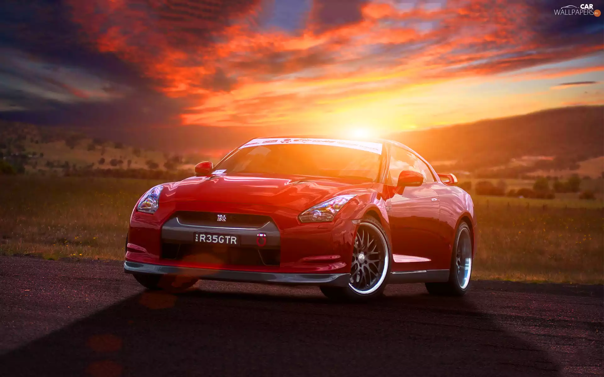 Way, Great Sunsets, Red, Nissan Gtr35, Automobile