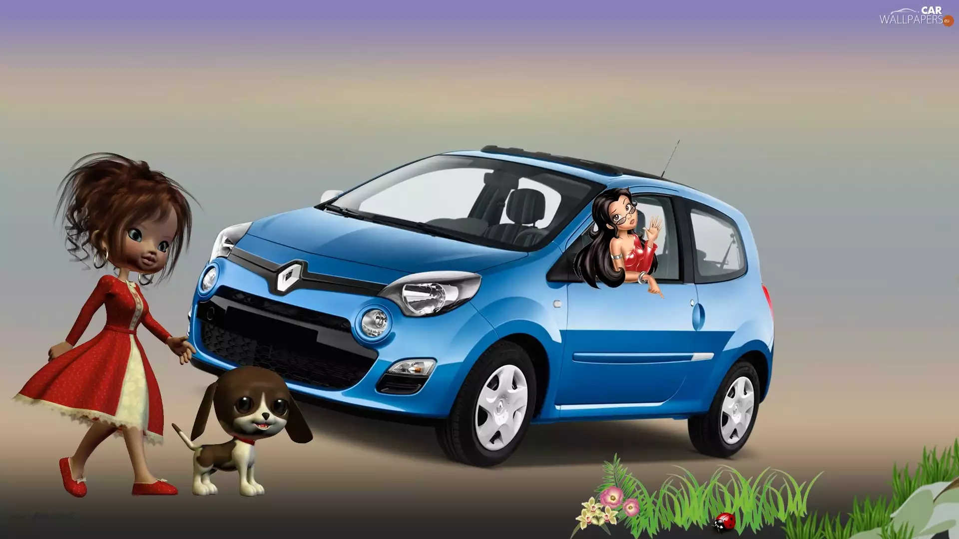 dog, Renault, Automobile, dolls, graphics