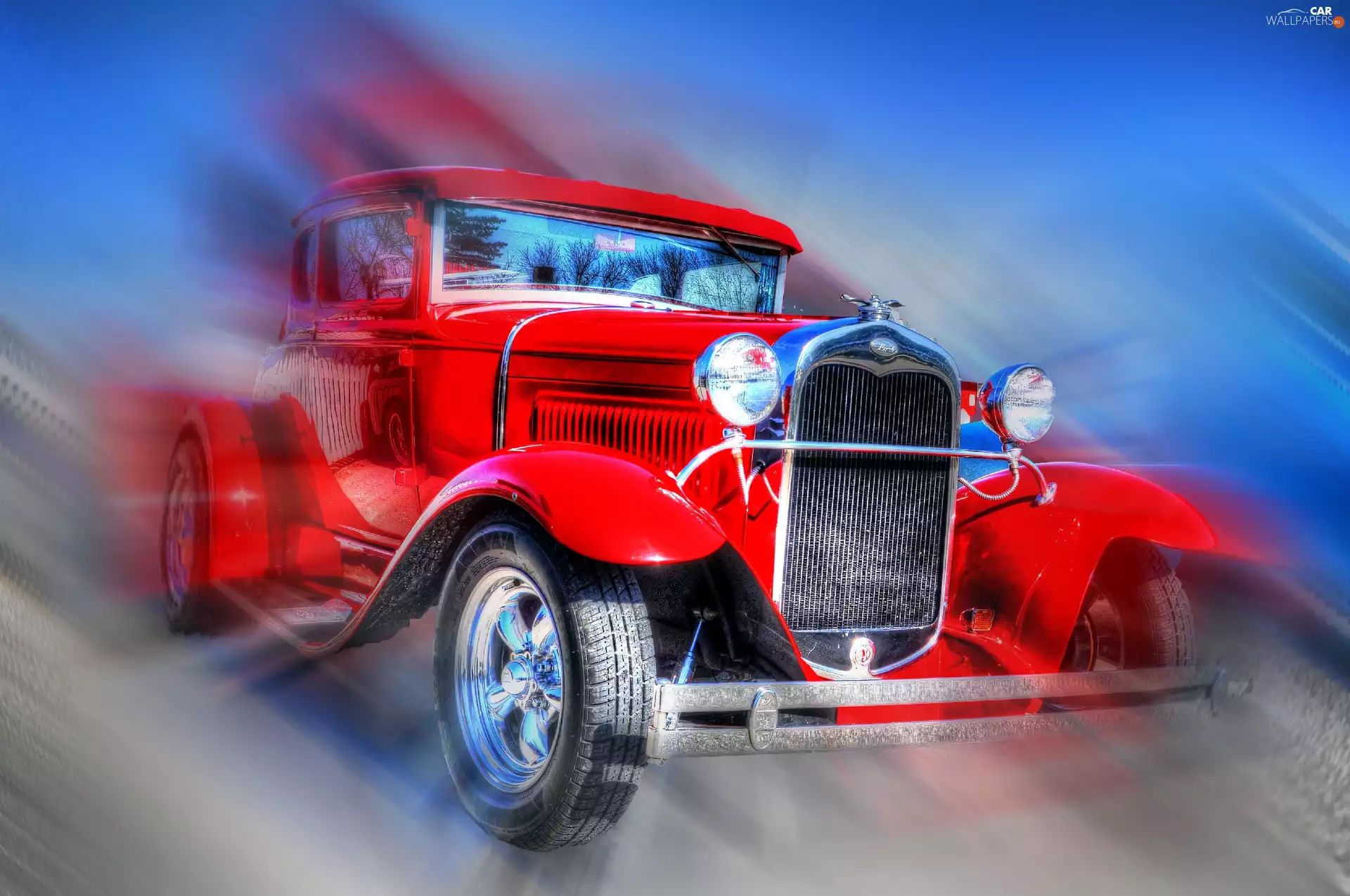 Retro, Red, Automobile