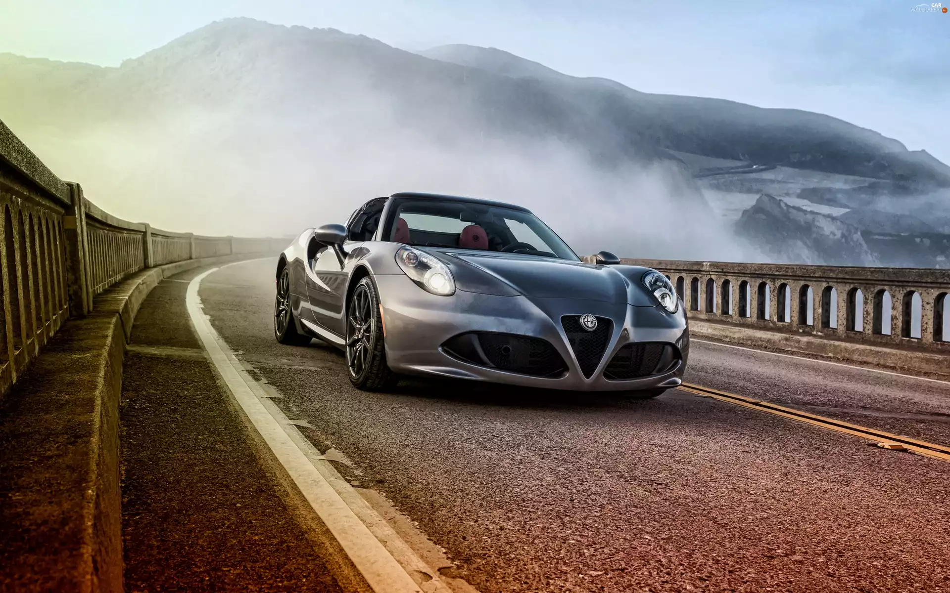 bridge, Fog, Alfa Romeo, 4C, Automobile