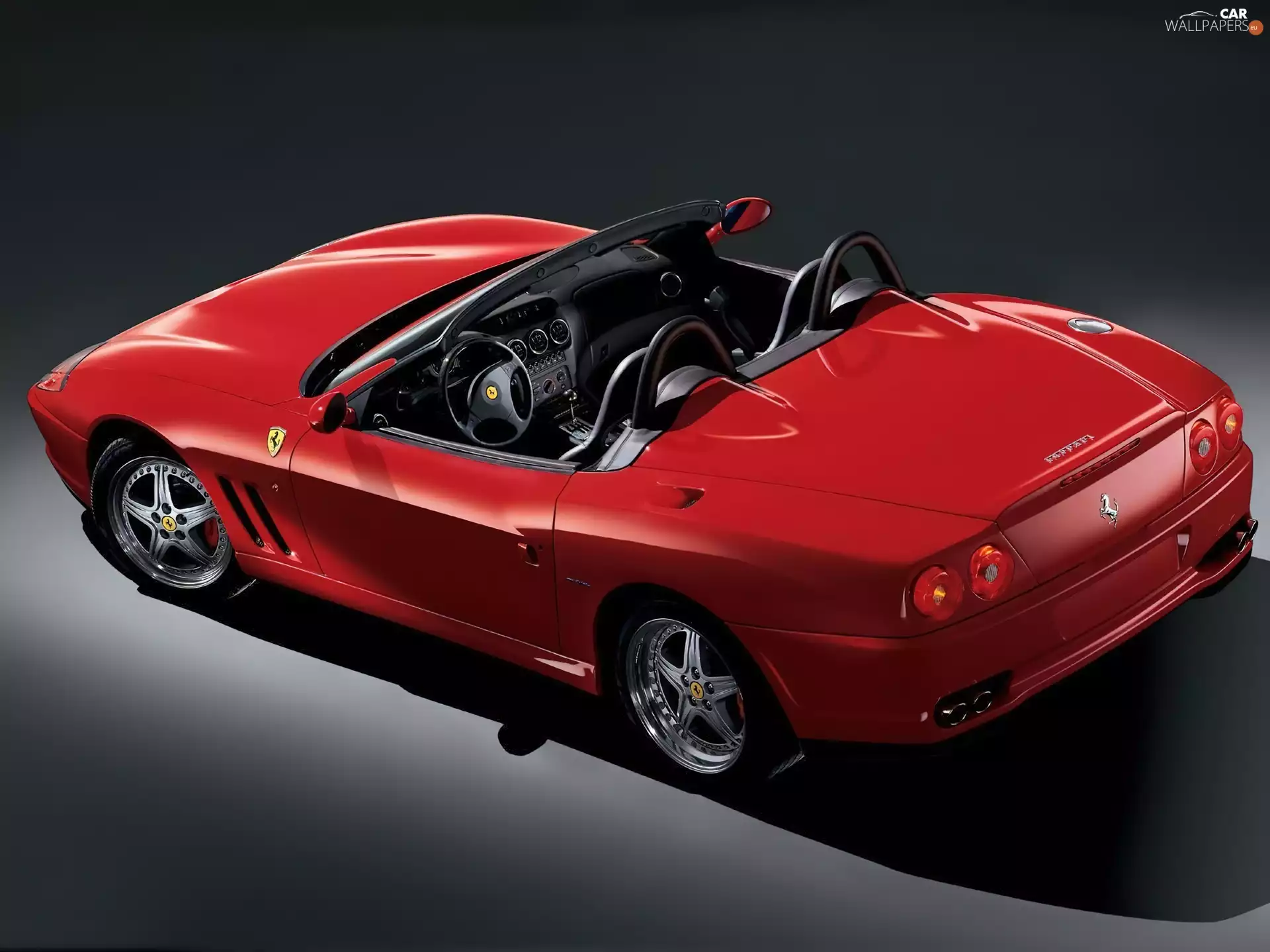 the roof, Ferrari 550, open