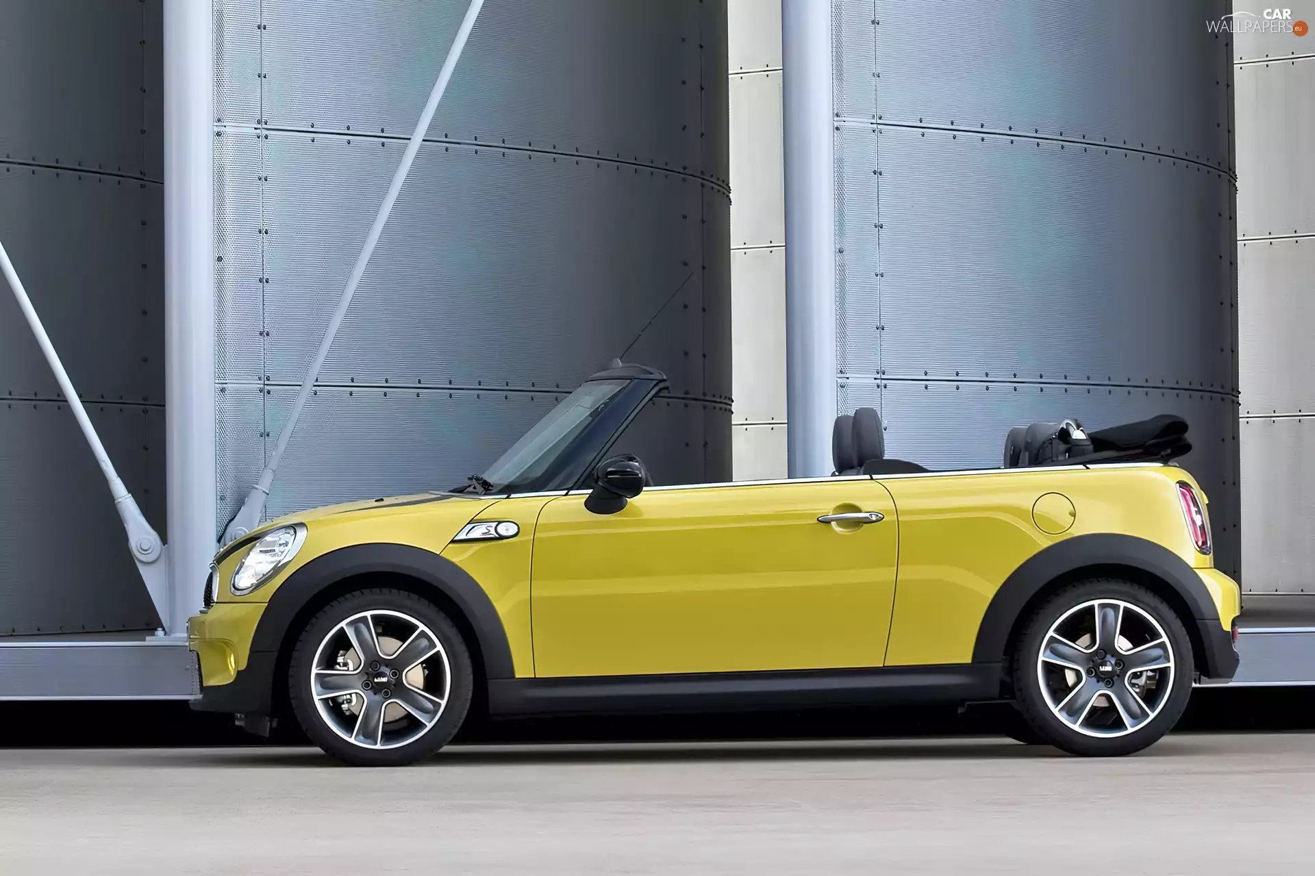 the roof, Mini Cabrio, open